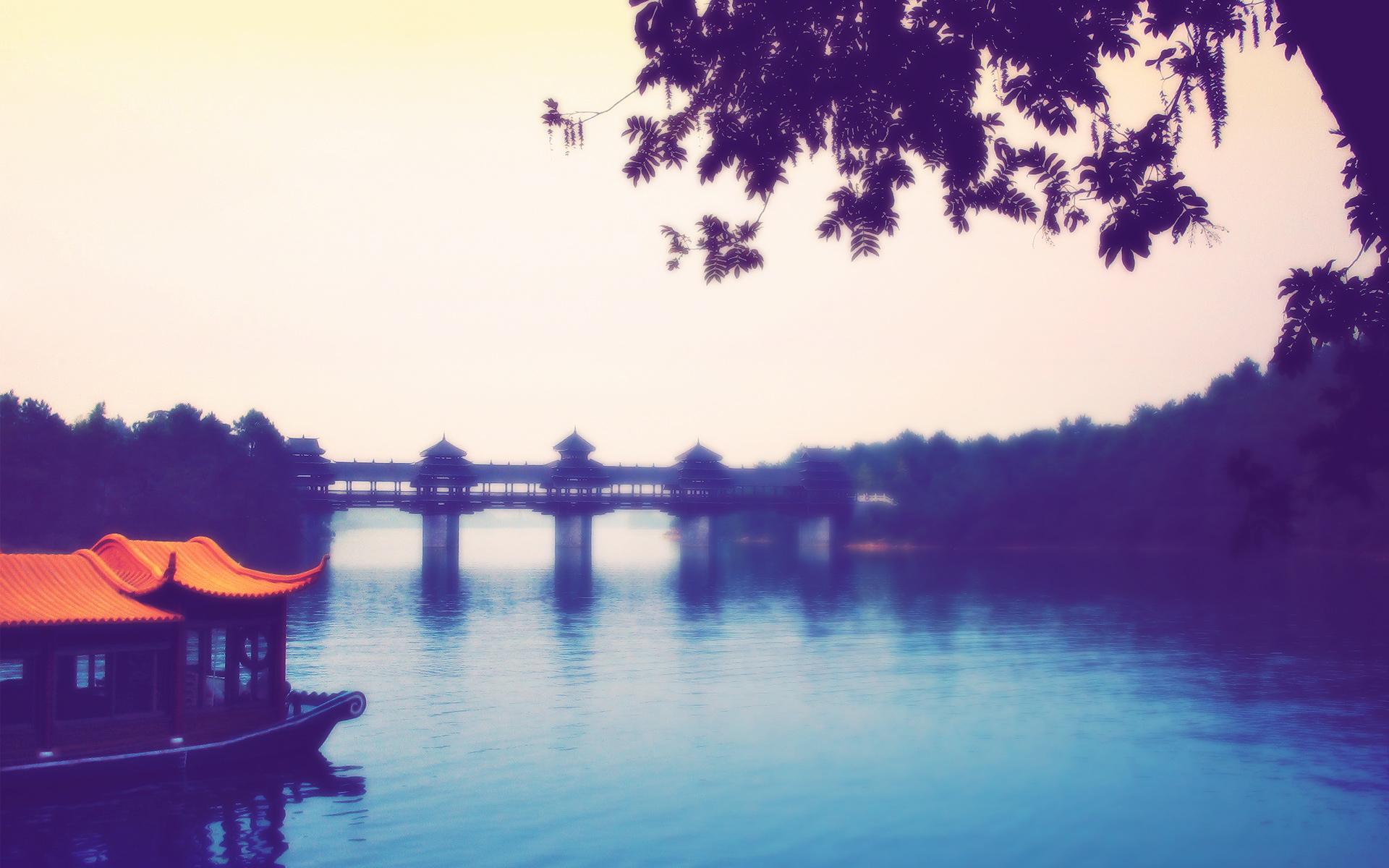 1920x1200 Asia, bridge, river, landscape, nature wallpaper. Asia, bridge, river, landscape, nature