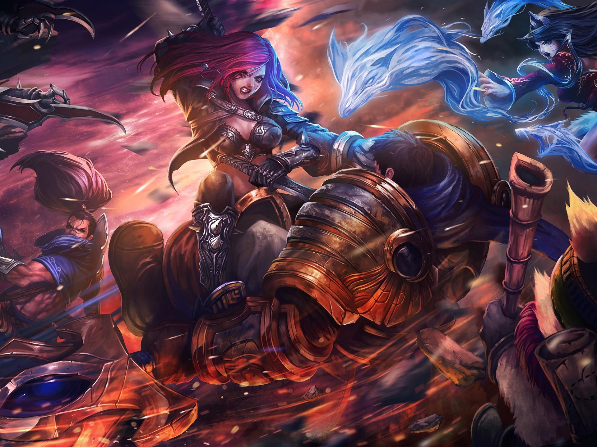 1920x1440 Wallpaper League of Legends, pink hair girl, fight, war 3840x2160 UHD 4K Picture, Image