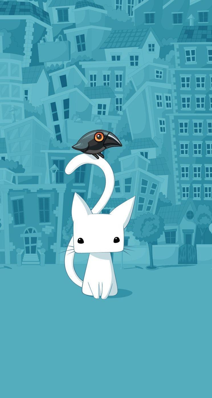 744x1392 Cute City Cartoon Cat iPhone 5s Wallpaper Download. iPhone