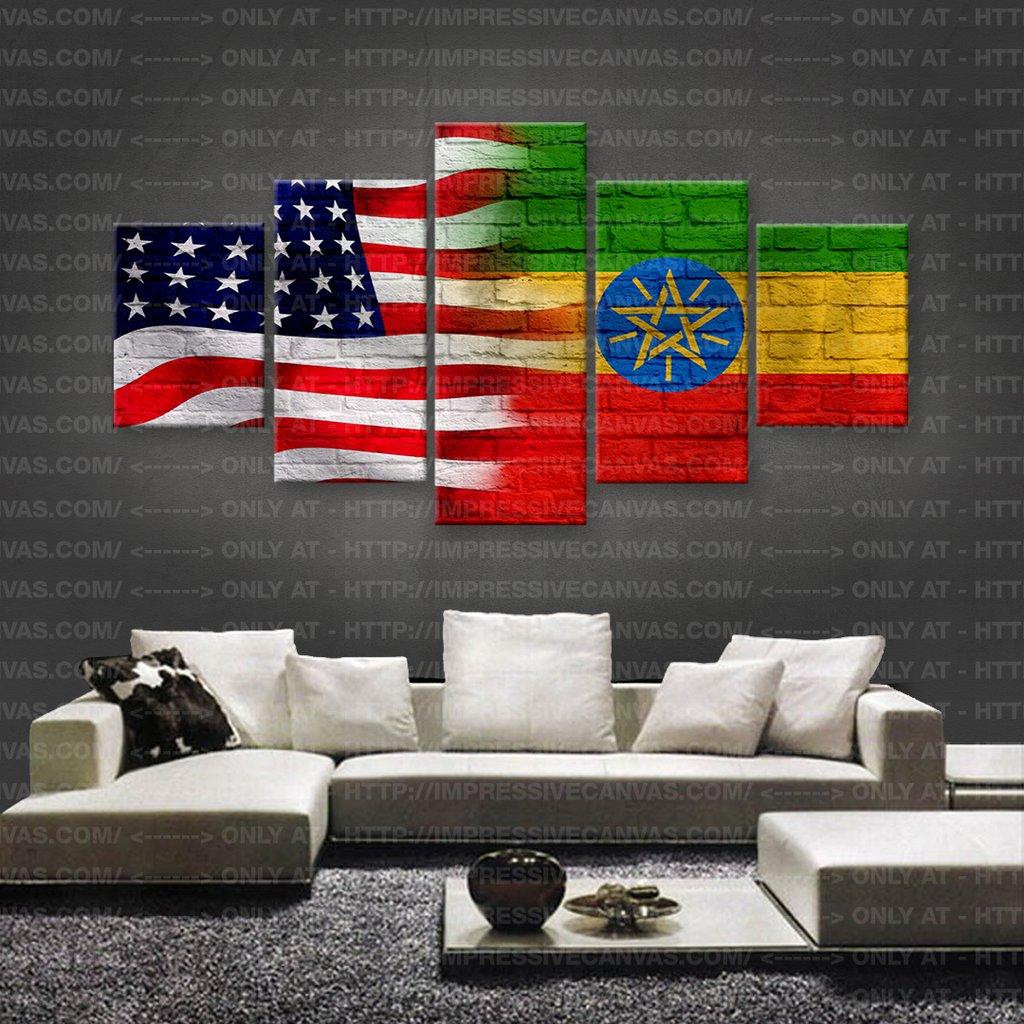 1024x1024 HD PRINTED LIMITED EDITION AMERICAN (ETHIOPIA) FLAG CANVAS