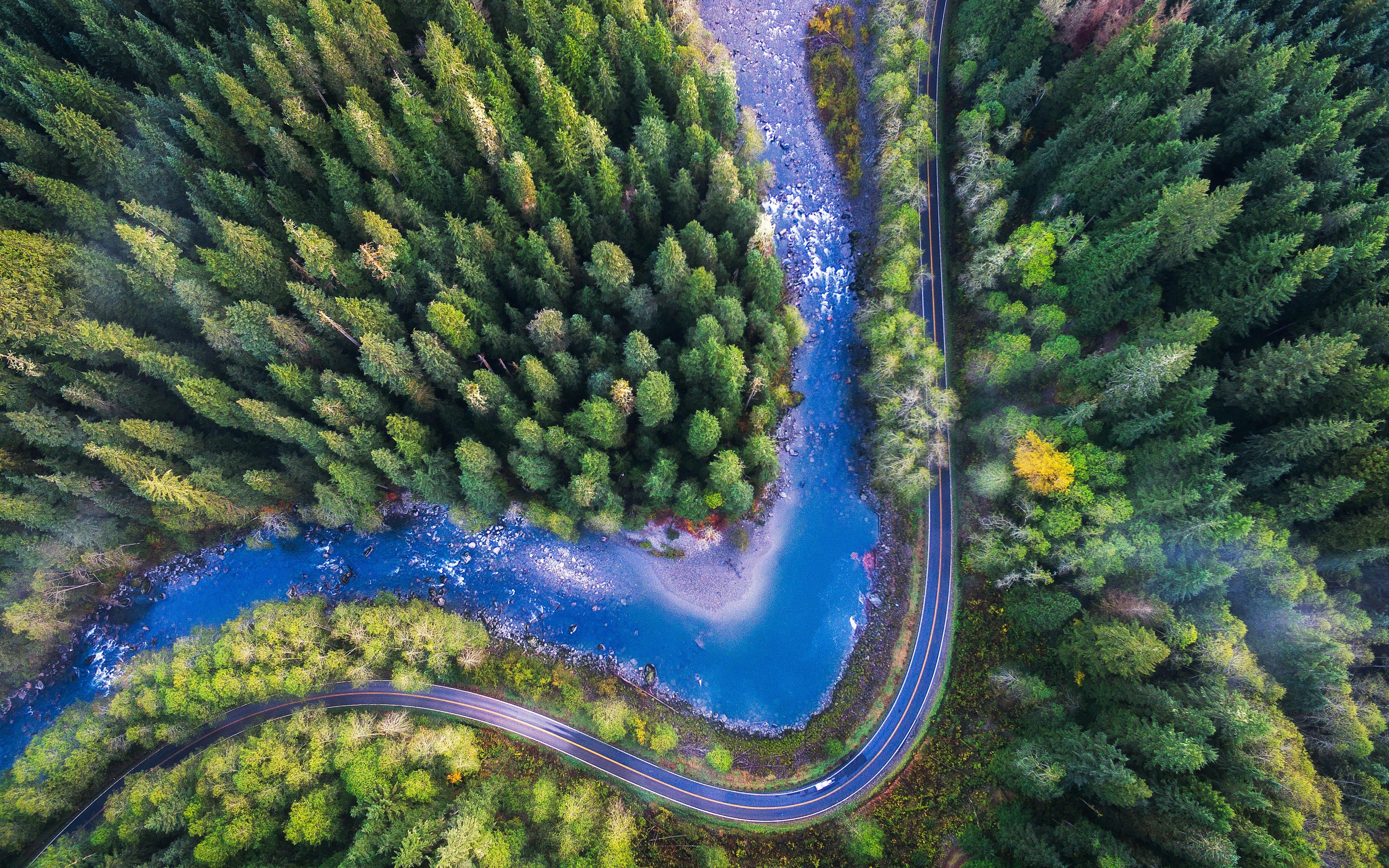 4000x2500 Wallpaper 4k Mountain Loop Highway Drone View 4K Wallpaper