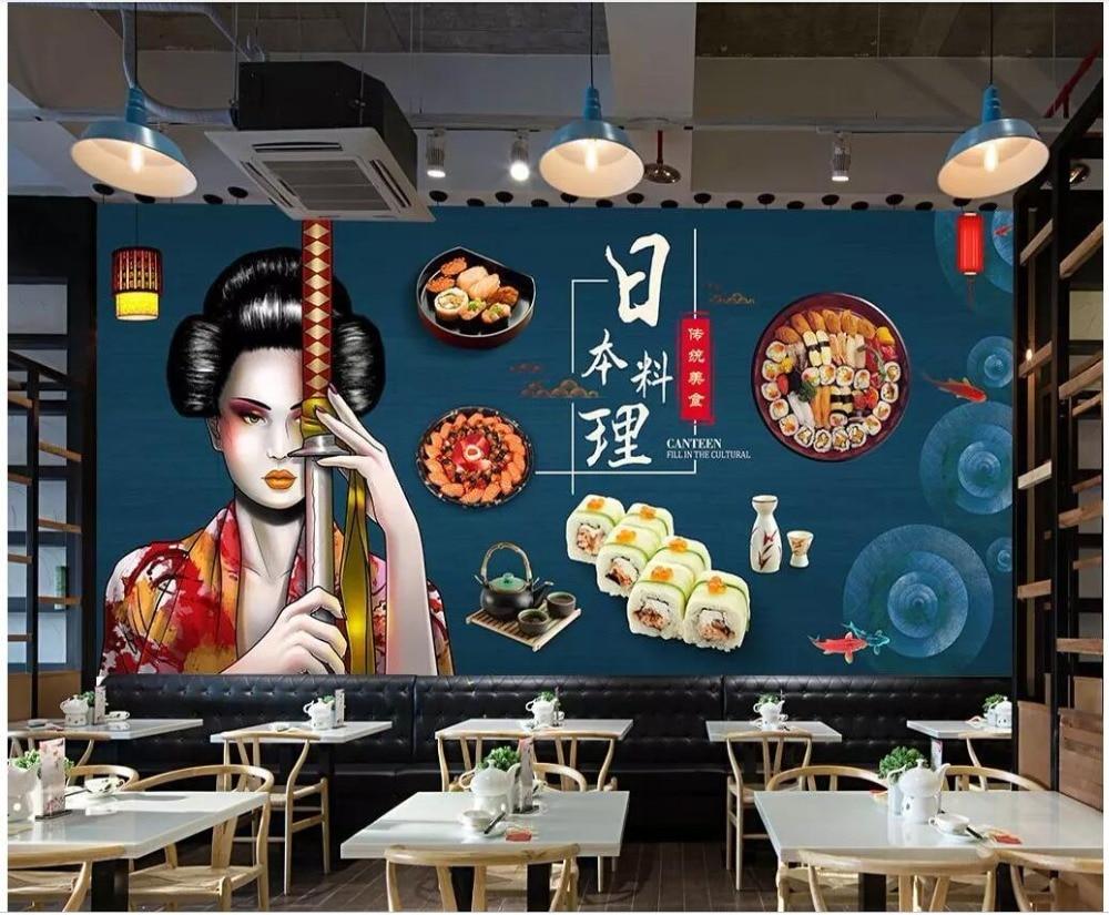 1000x825 3D wallpaper custom photo mural Hand painted Japanese food sushi lady dining home decor living room wallpaper for walls 3 d. Wallpaper