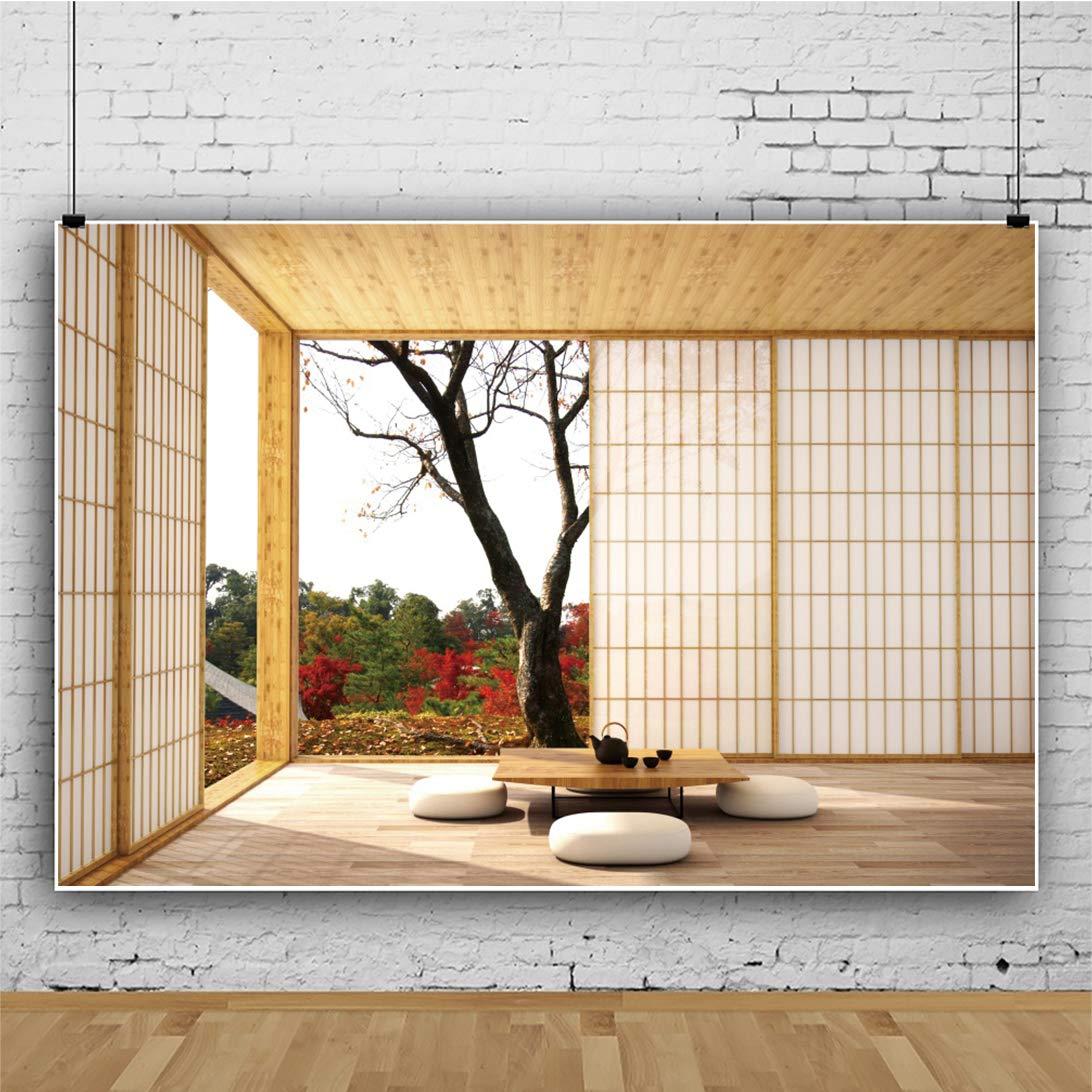 1092x1092 DaShan 9x6ft Japanese Style Backdrop Tea Ceremony French Windows Photography Background Tatami Japan Room Photo Background Interior Wallpaper Kids Adult Portrait Photo Studio Props : Amazon.in: Electronics