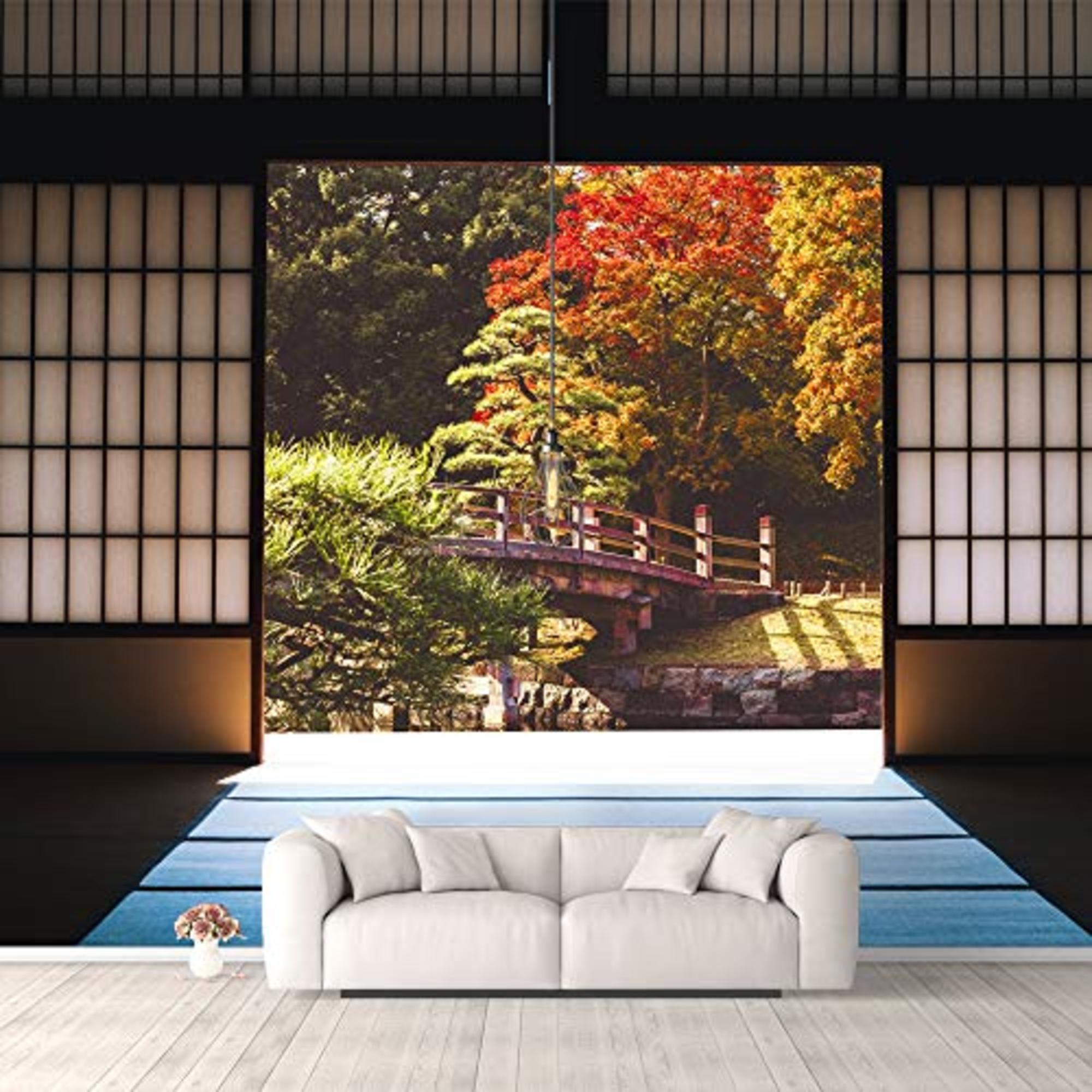 2000x2000 Idea4wall 6pcs Japanese Style Grid Door View Peel and Stick Wallpaper Removable Wall Murals Large Wall Stickers for Home Decoration, 100x24