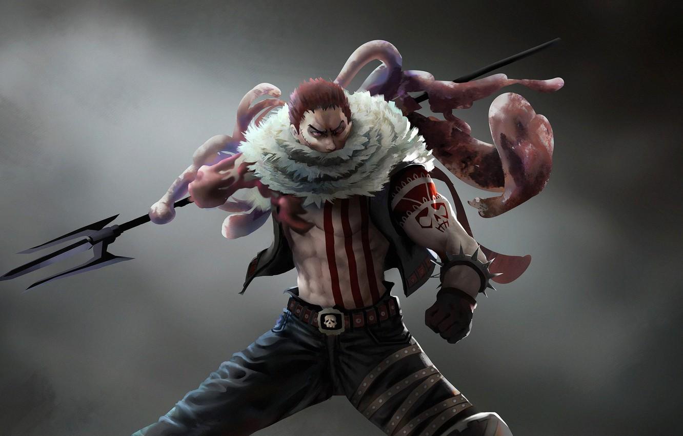 1332x850 Wallpaper game, One Piece, pirate, weapon, anime, man, tatoo, evil, manga, powerful, strong, akuma from mi, kaizoku, Charlotte Katakuri, Katakuri, by xraypr image for desktop, section сёнэн