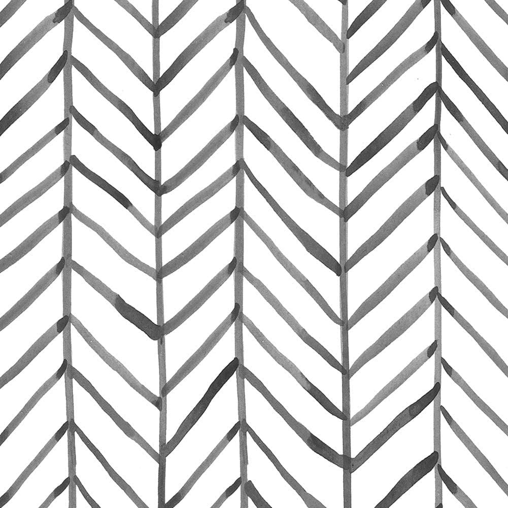 1001x1001 Baimor Geometric Wallpaper Herringbone Pattern Modern Minimalist Black White Vinyl Self Adhesive Decorative 17.7x 236