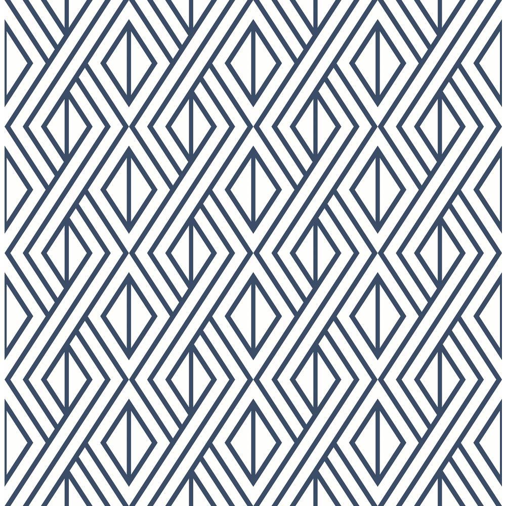 1000x1000 NextWall Diamond Navy And White Geometric Vinyl Peel & Stick Wallpaper Roll (Covers 30.75 Sq. Ft.)-NW30106 Home Depot