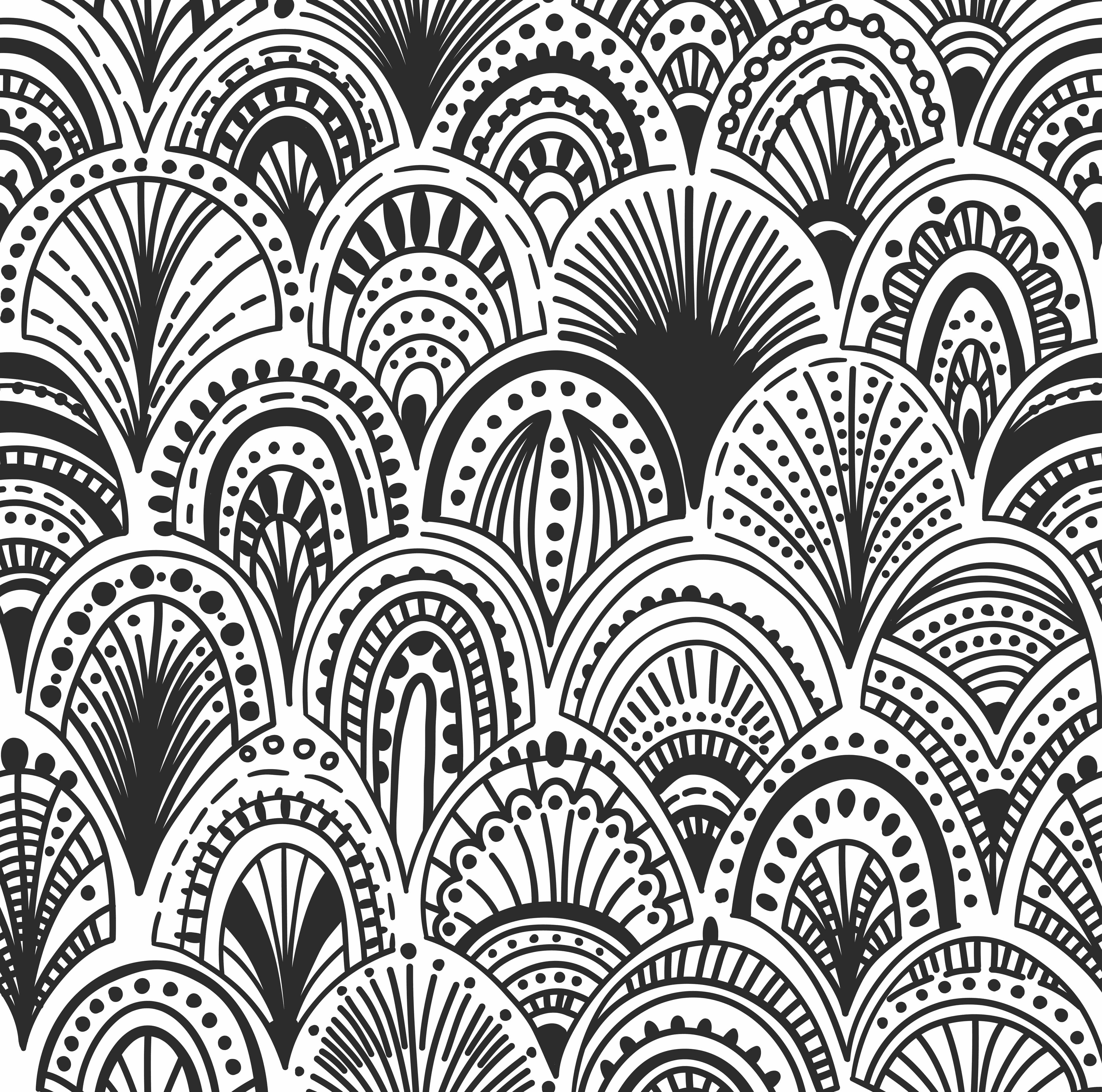 4472x4431 Black and White Bohemian Wallpaper