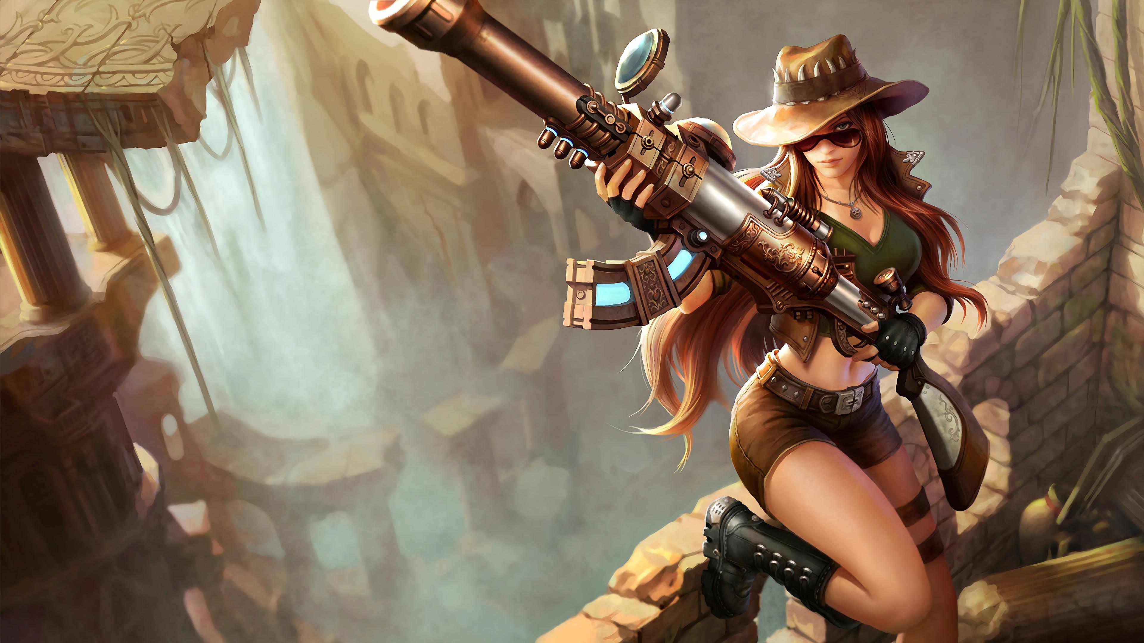 3840x2160 Wallpaper 4k Safari Caitlyn LoL Splash Art League of Legends lol Wallpaper
