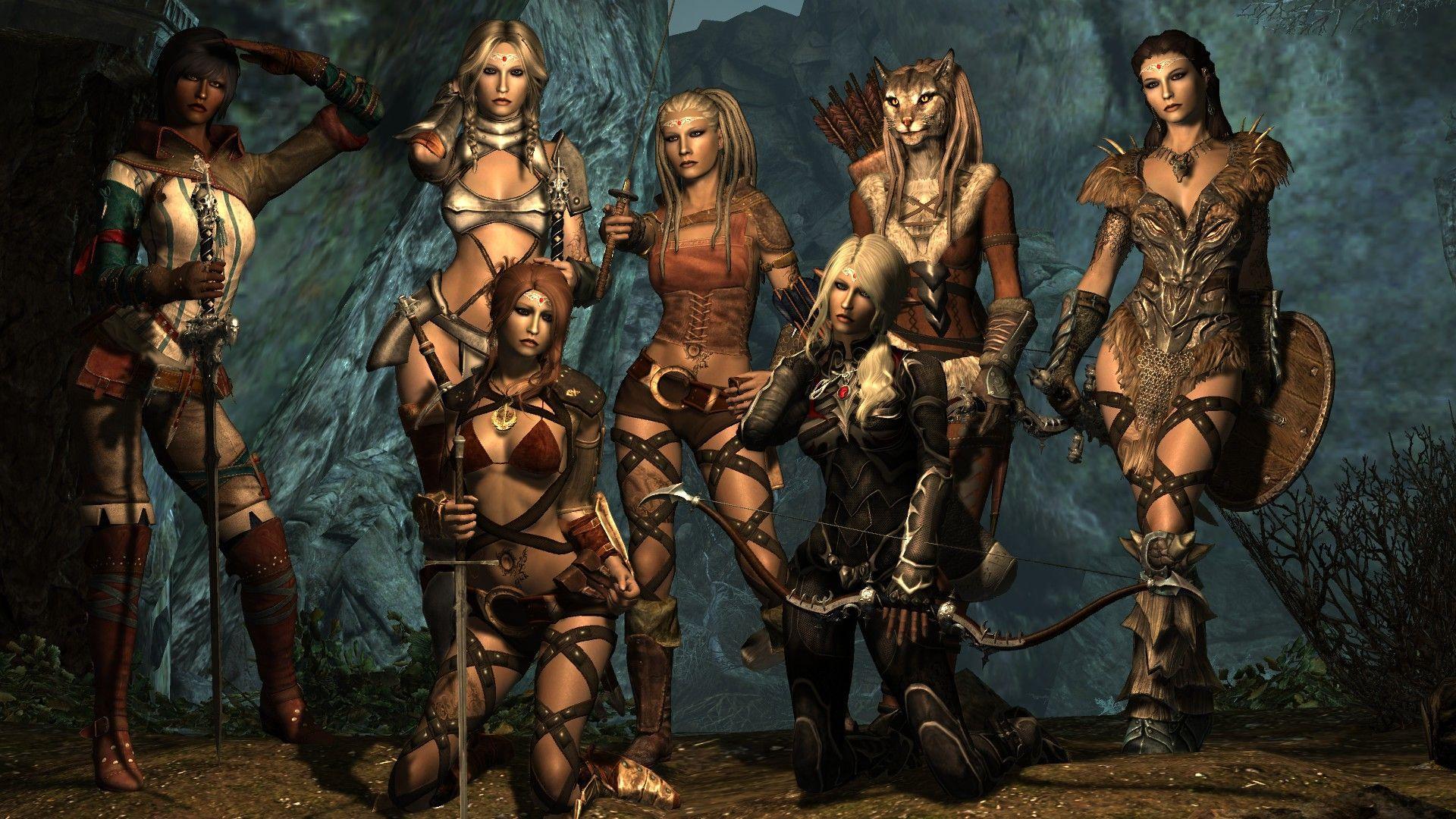 1920x1080 3D fantasy women warriors babes cg digital art weapons