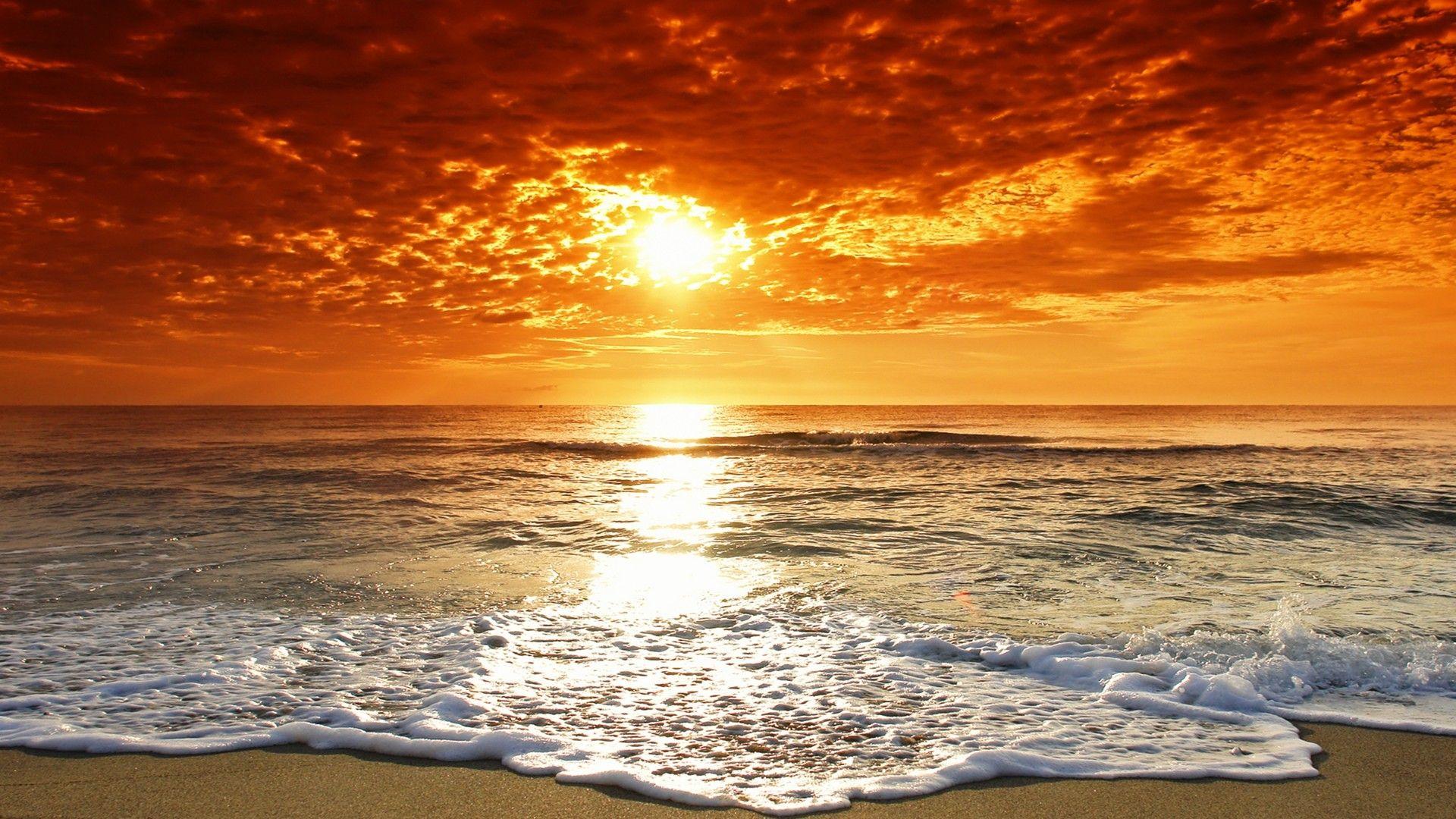 1920x1080 Beauty Orange Beach Wallpaper Sunset High Resolution