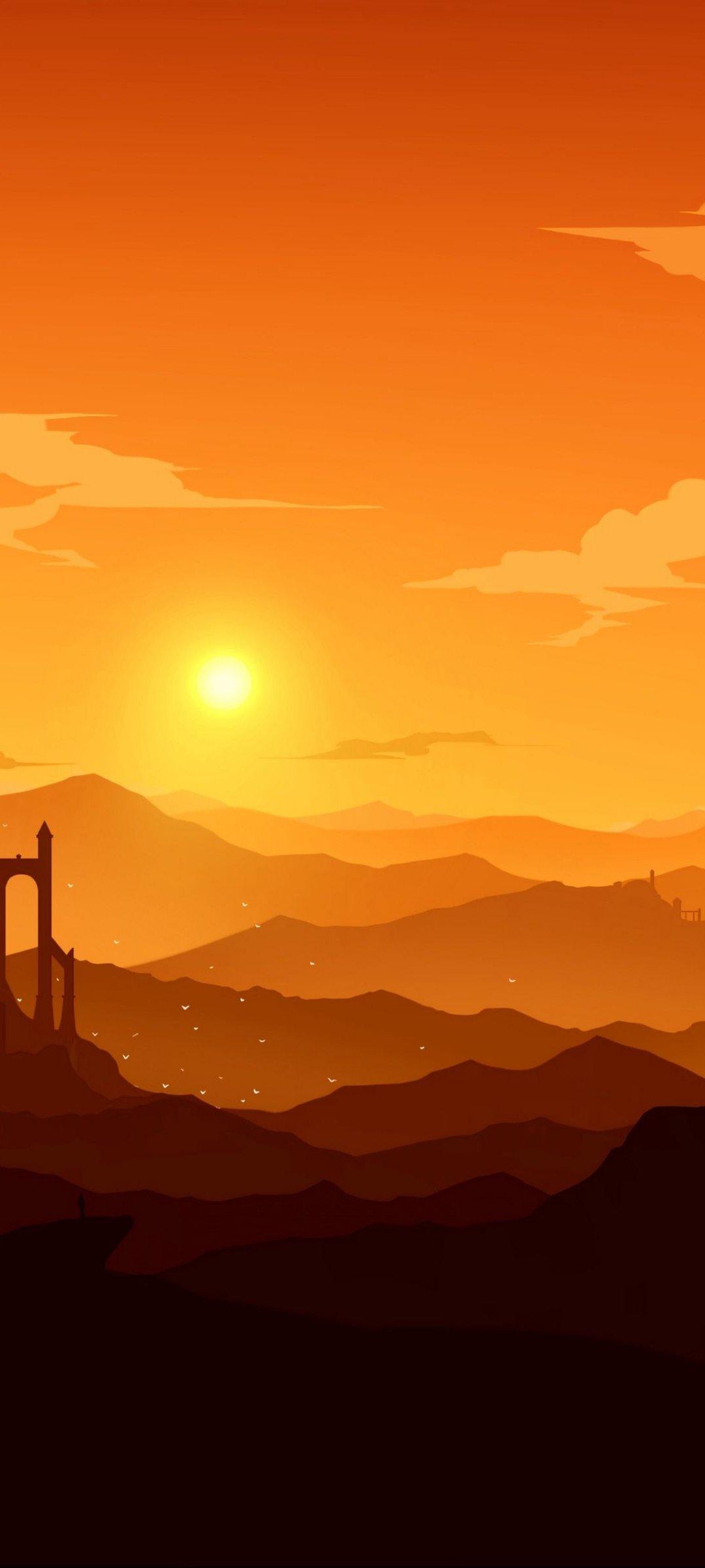 1080x2400 Vector Sunrise Nature Wallpaper