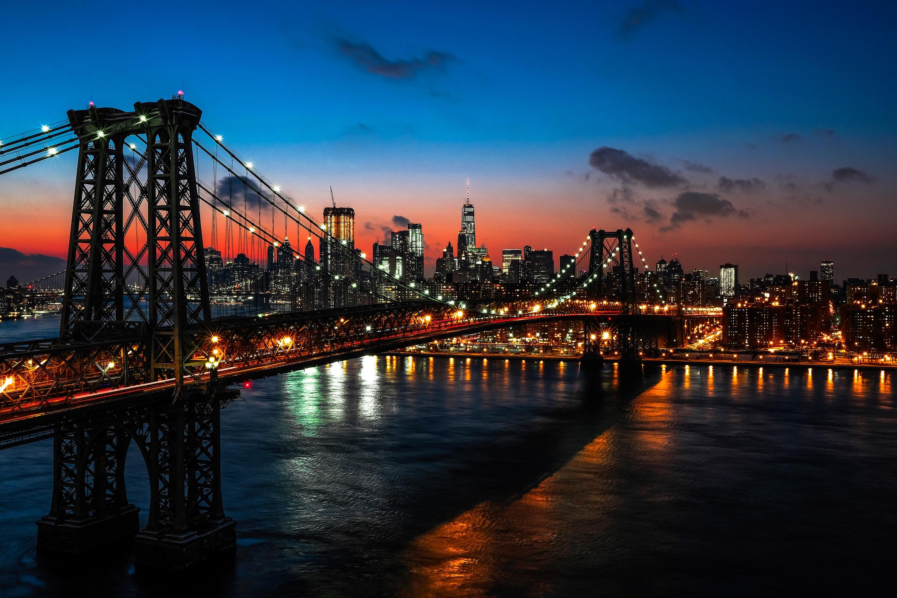 3000x2000 Bridge, City, New York, USA, George Washington Bridge, Night wallpaper