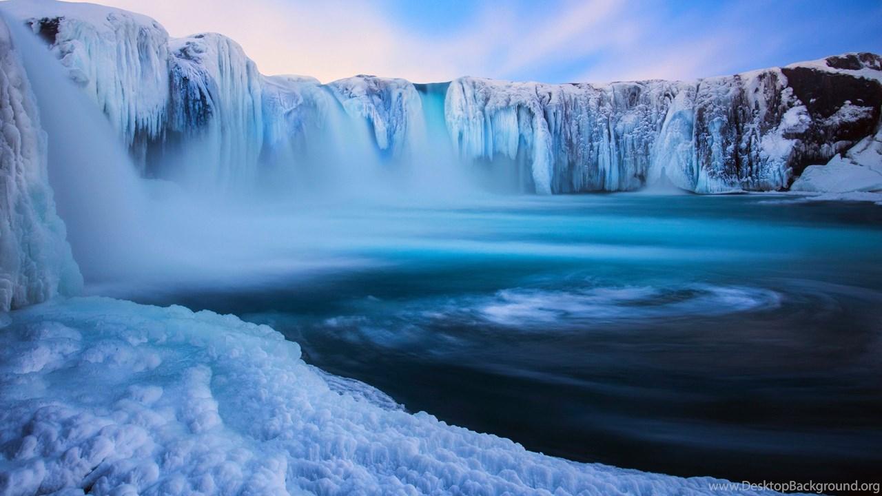 1280x720 Frozen Waterfall And Blue Lagoon Wallpaper And Image. Desktop Background