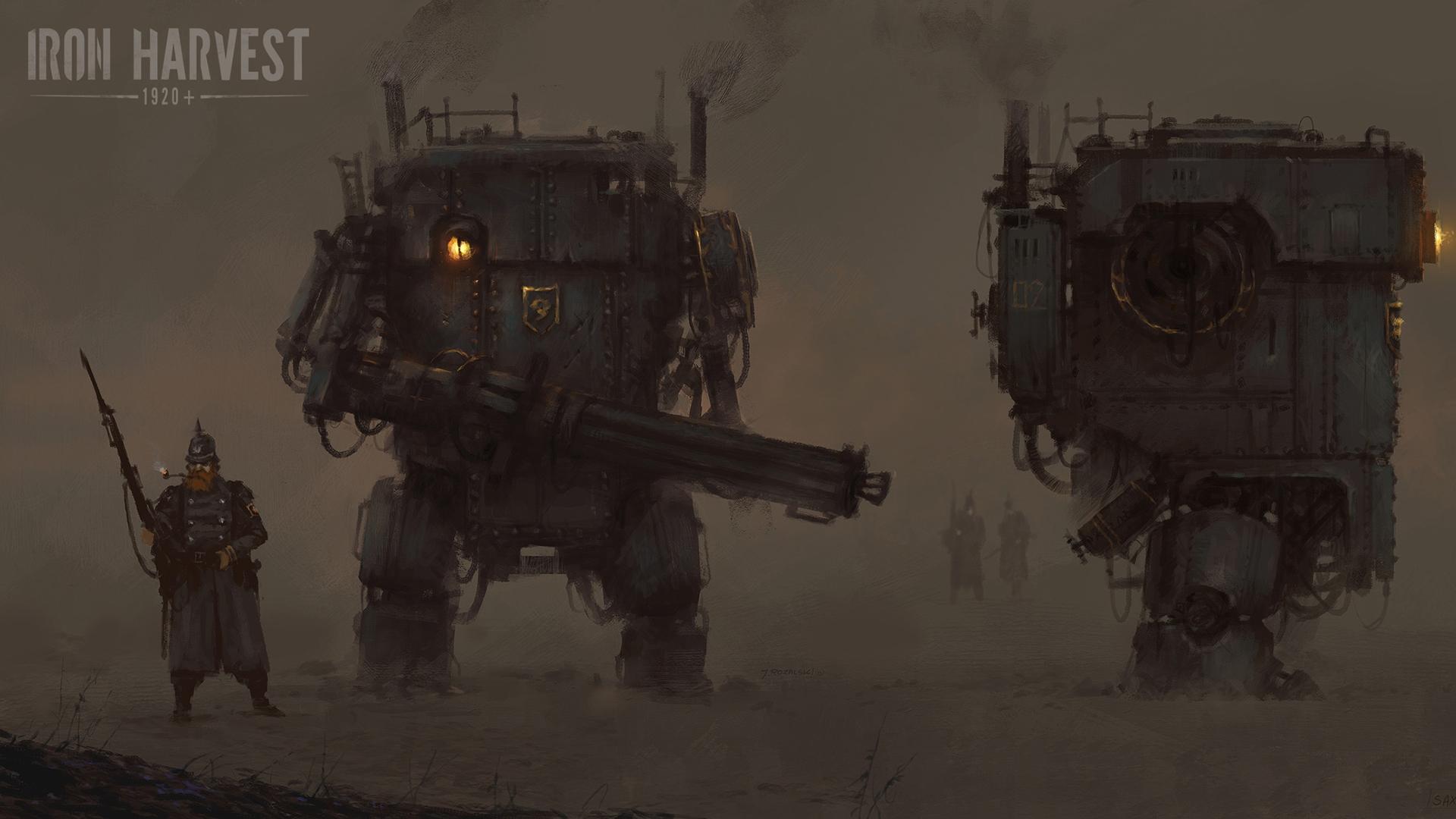 1920x1080 Iron Harvest Saxony Empire Iron Harvest Mech Soldier Concept Art Wallpaper:1920x1080