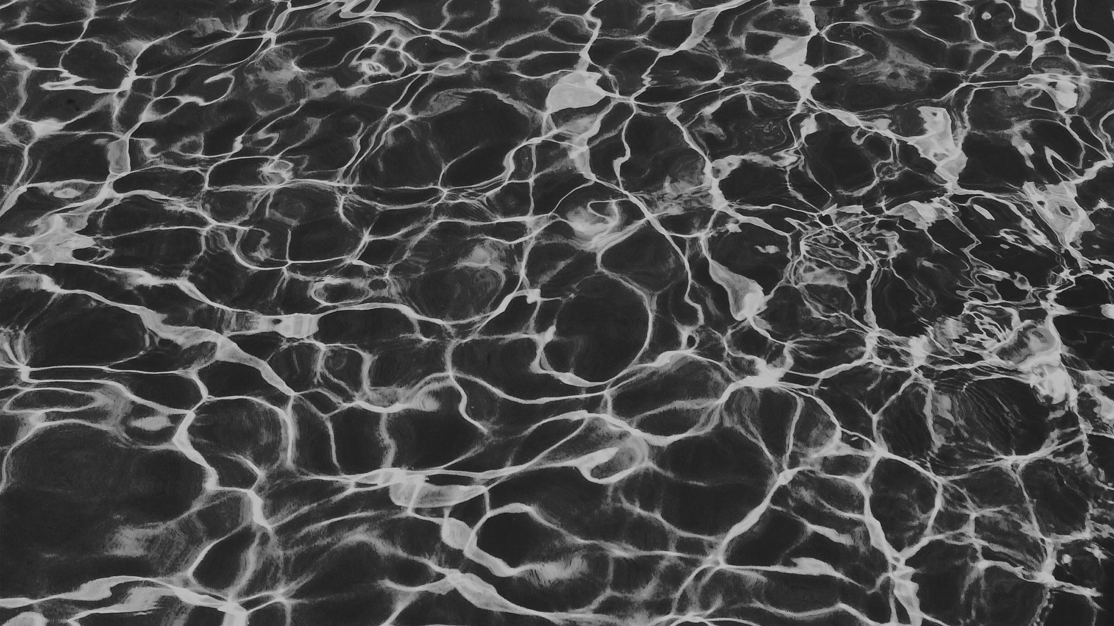 3840x2160 wallpaper for desktop, laptop. wave art water sea summer cool pattern dark bw