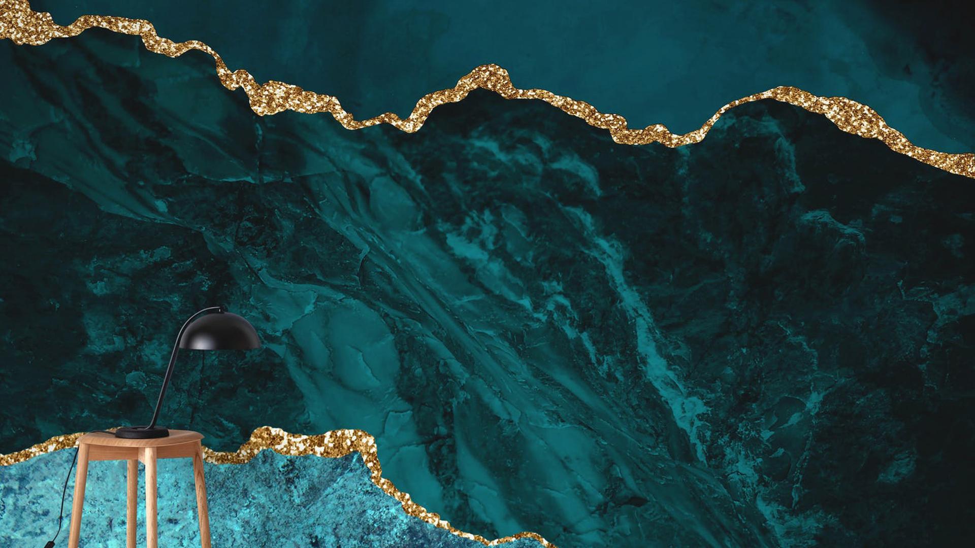 1920x1080 Teal Gold Marble HD Marble Wallpaper