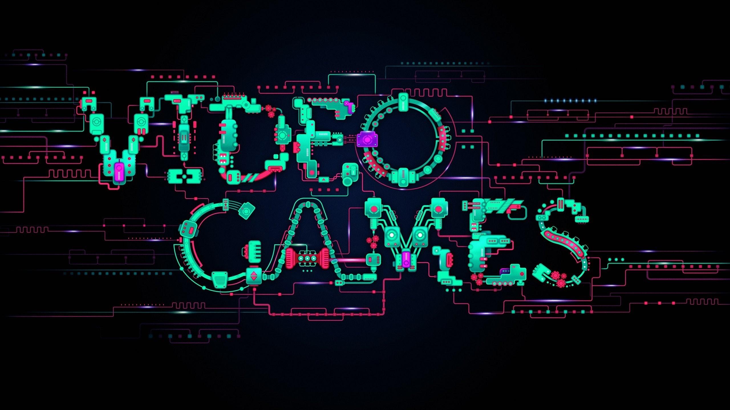 2560x1440 digital art minimalism text video games lines circuit boards simple background glowing technology computer typography electricity wallpaper