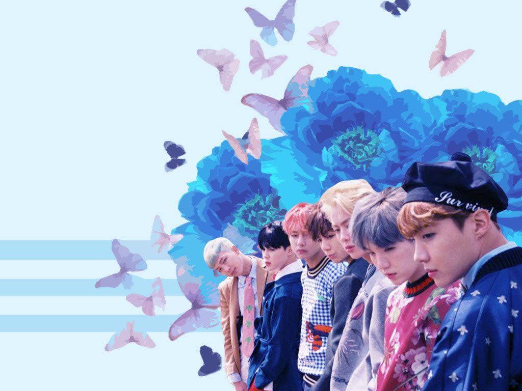 1024x768 BTS Cute Laptop Wallpaper