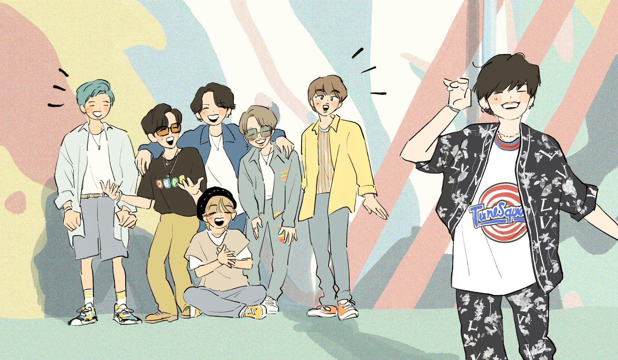 2048x1194 BTS FANART. Bts drawings, Bts fanart, Bts chibi