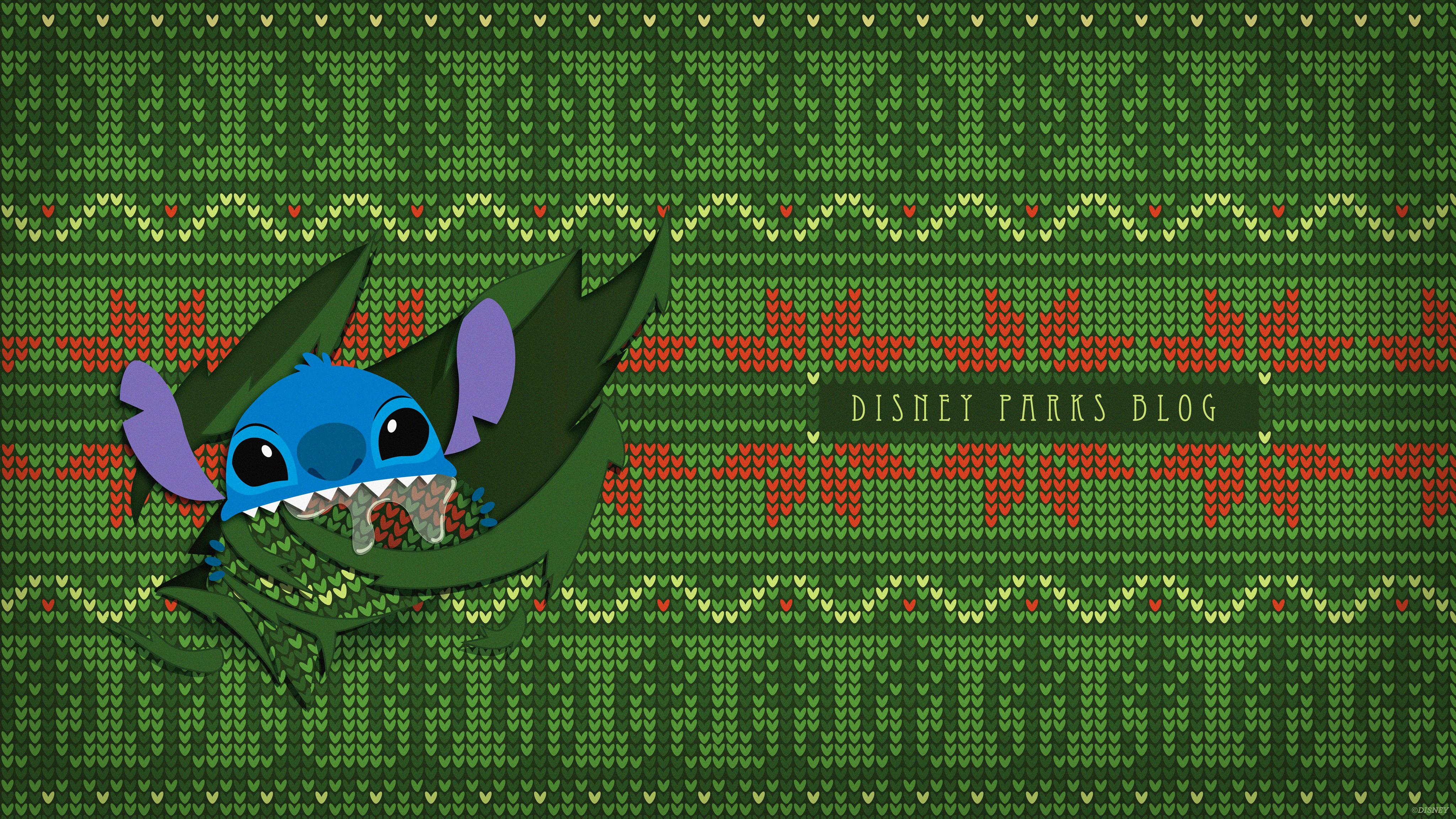 4096x2304 Ugly Christmas Sweater Wallpaper featuring Stitch