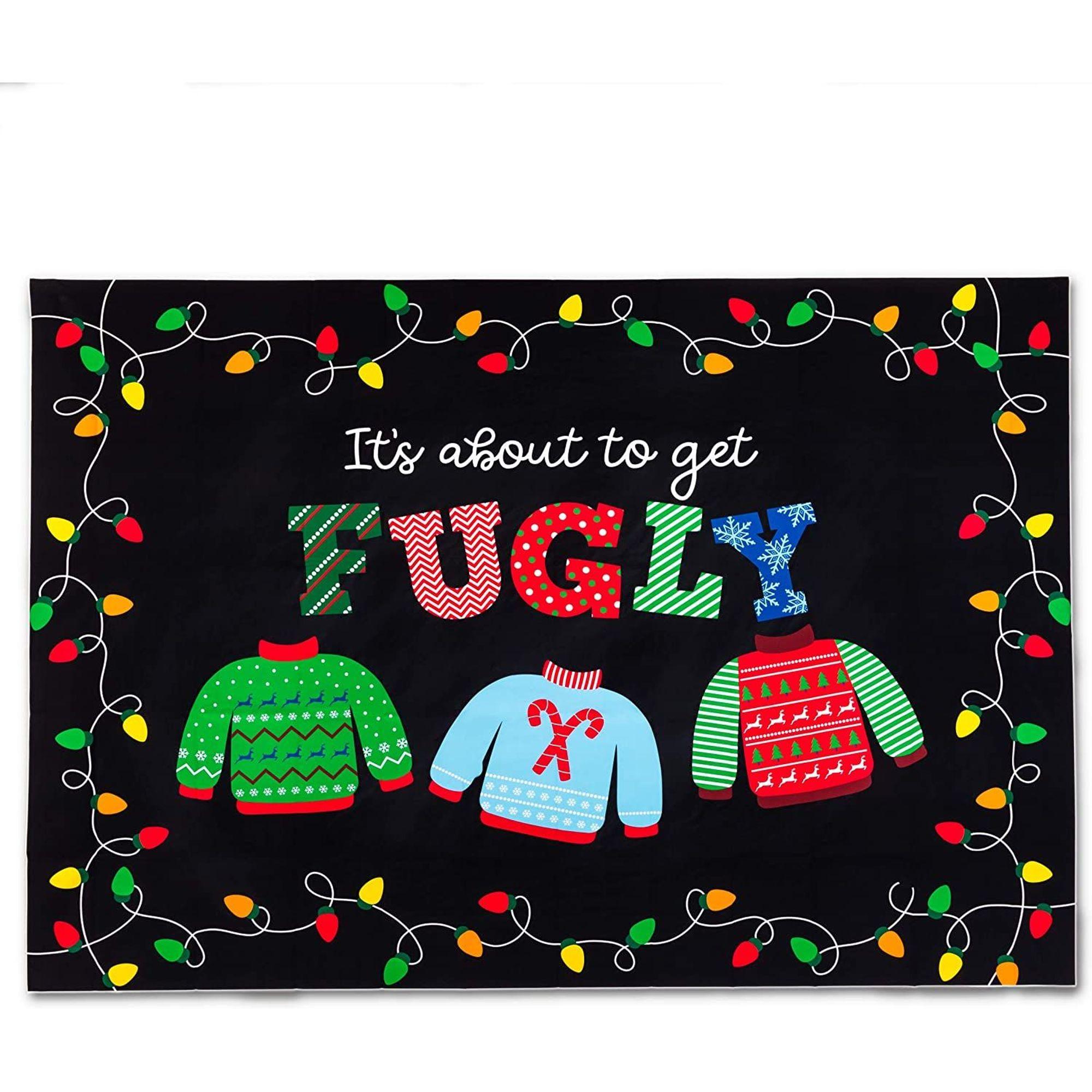 2000x2000 Ugly Sweater Booth Backdrop, 7x5 ft. Photography Background for Christmas, Holiday Season Party Decorations Supplies