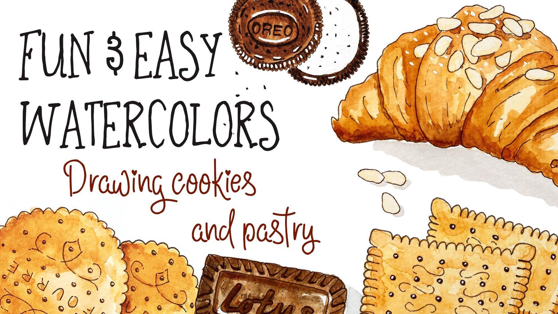1920x1080 Fun and Easy Watercolors: Drawing cookies and pastry