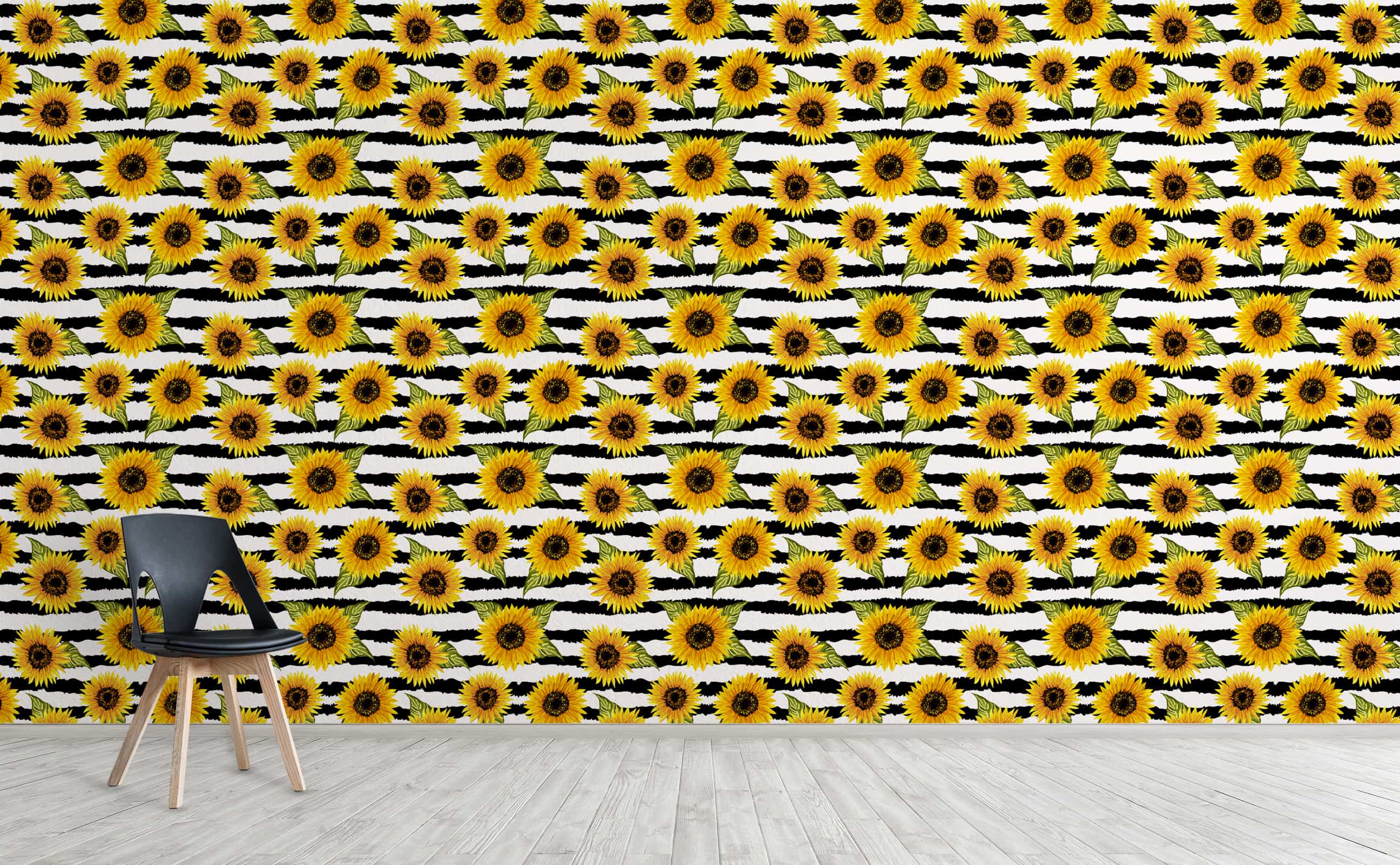 2592x1602 Vibrant sunflower on black white contrast background Wallpaper for Walls