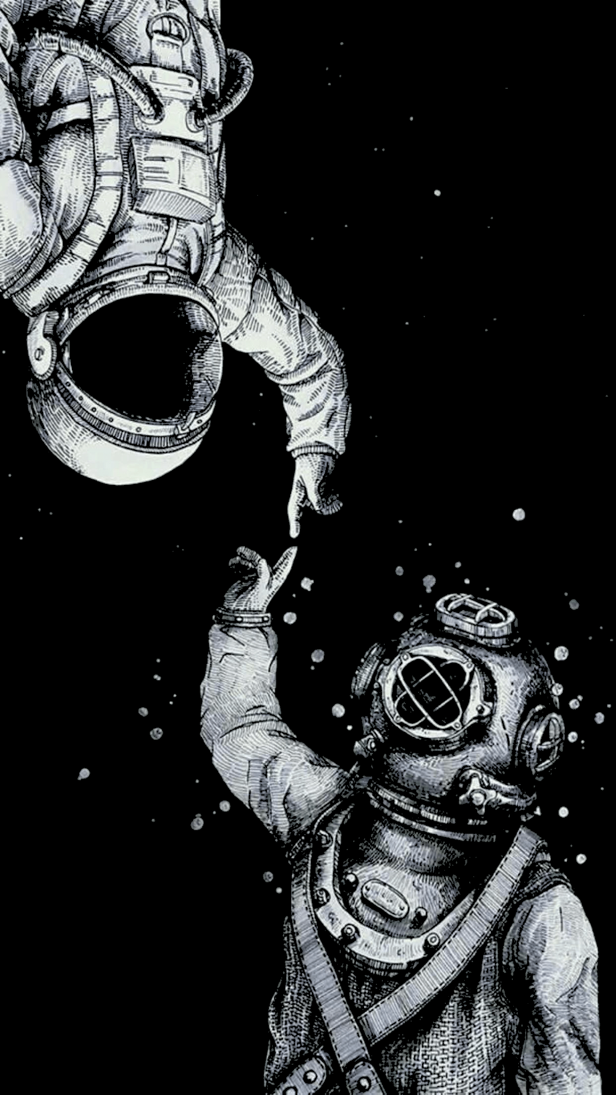 1242x2208 Astronaut meet Deep Sea Diver