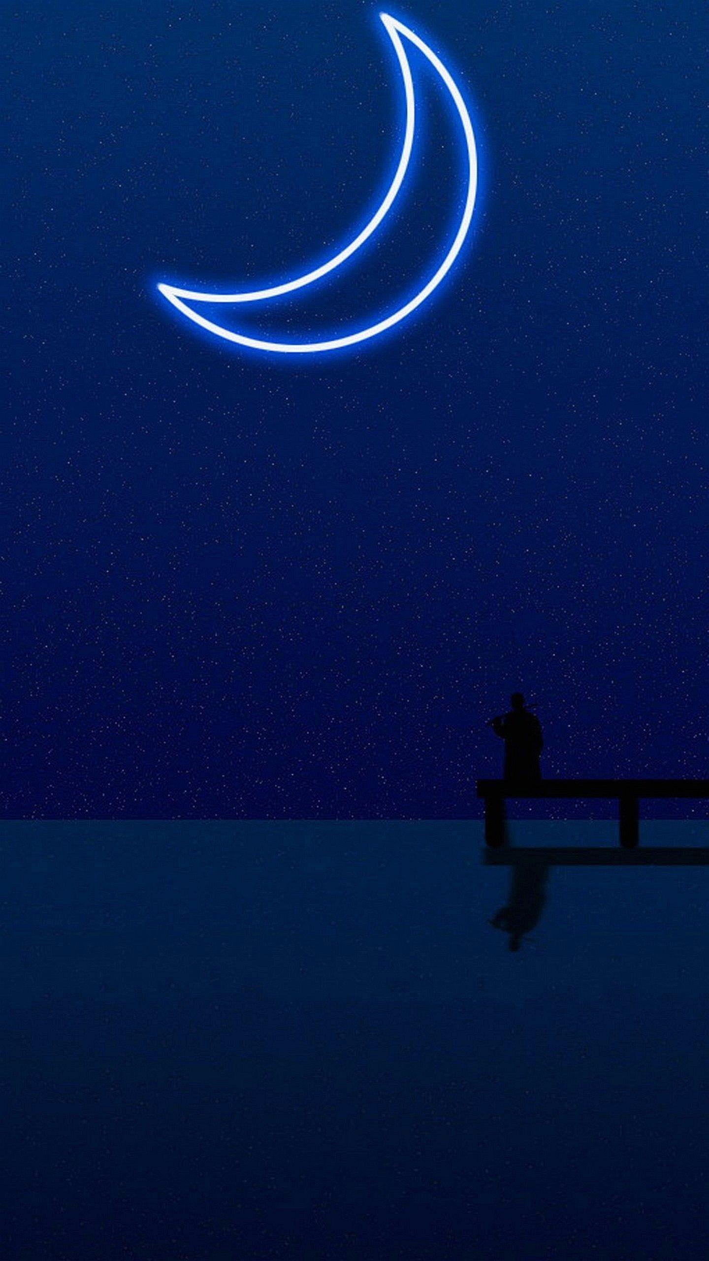 1440x2560 samsung s6 wallpaper, crescent, blue, sky, light, symbol, night, moon, atmosphere, moonlight, calm