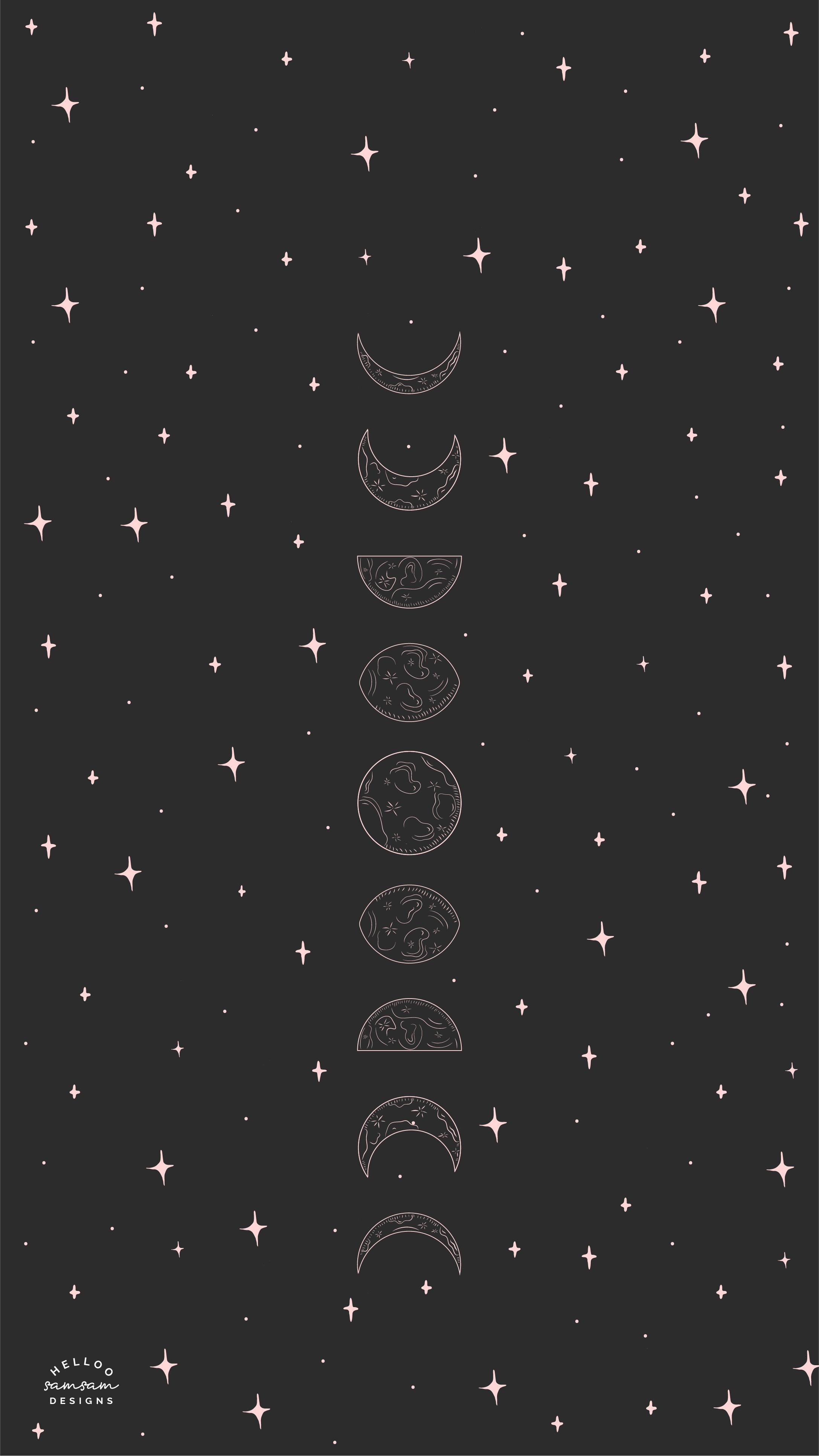 2175x3864 Free Moon Phases Tech Wallpaper