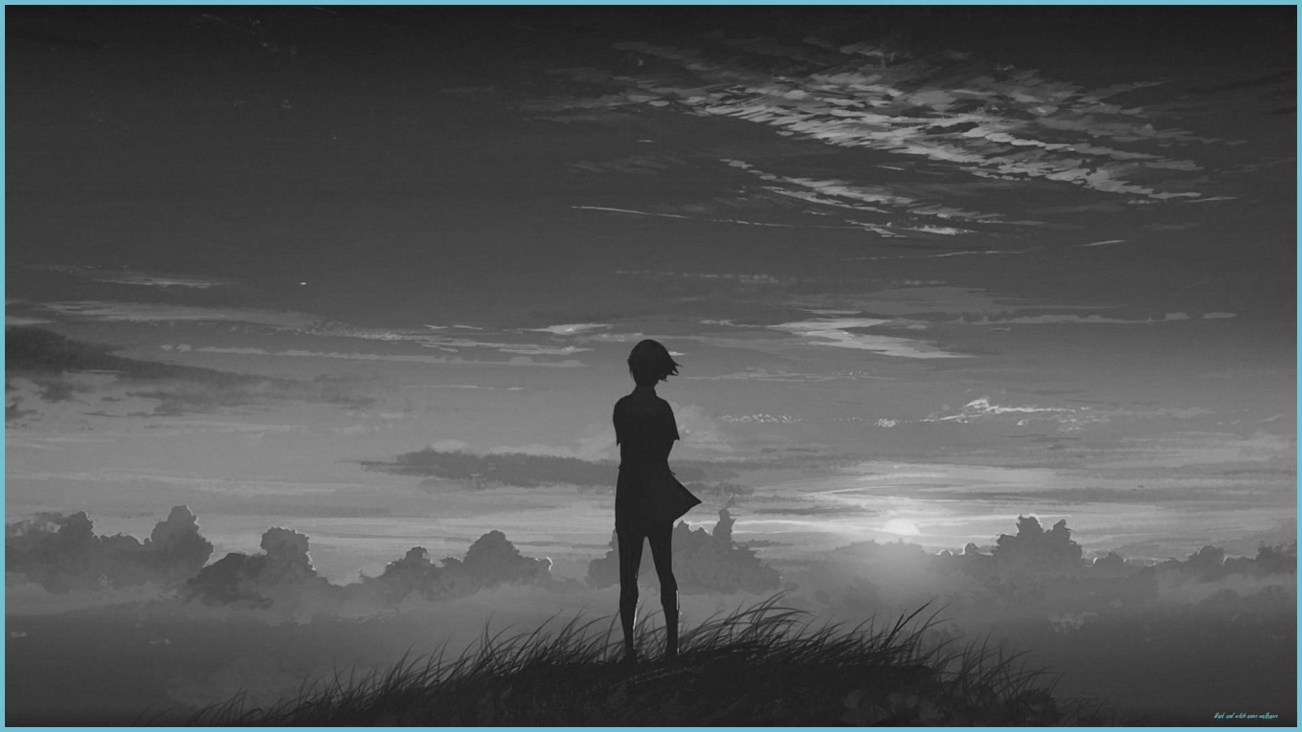 1862x1047 Anime Black And White Nature Wallpaper Free Anime Black And And White Anime Wallpaper