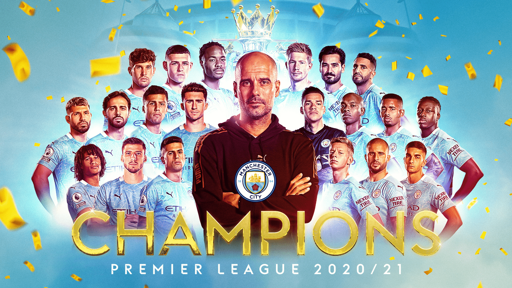2048x1152 Manchester City Premier League Champions 2021 Wallpaper