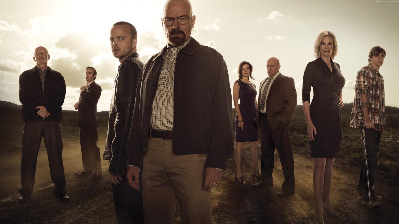 1600x900 people, Walter White, Breaking Bad, TV, Saul Goodman, Mike Ehrmantraut, Jesse Pinkman, Hank Schrader, Skyler White, photograph, image, social group. Mocah HD Wallpaper