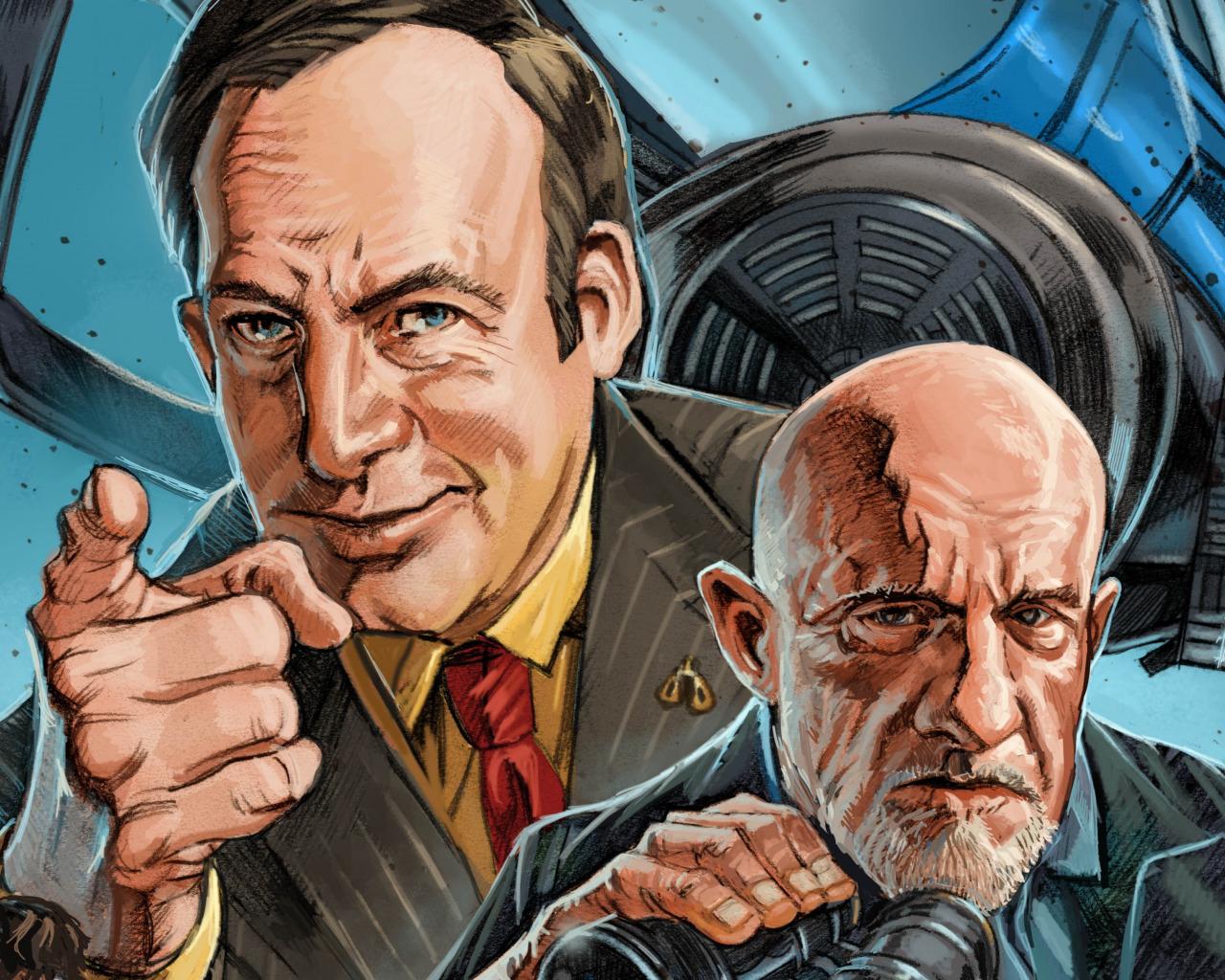 1280x1024 Download Wallpaper Hitman, Breaking Bad, Man, Assassin, Glasses, Suit, Tie, Mike Ehrmantraut, Jonathan Banks, Bald, Mike, Coup, Gas Mask, Saul Goodman, Tv Series, Spin Off, Section Films In Resolution 1280x1024