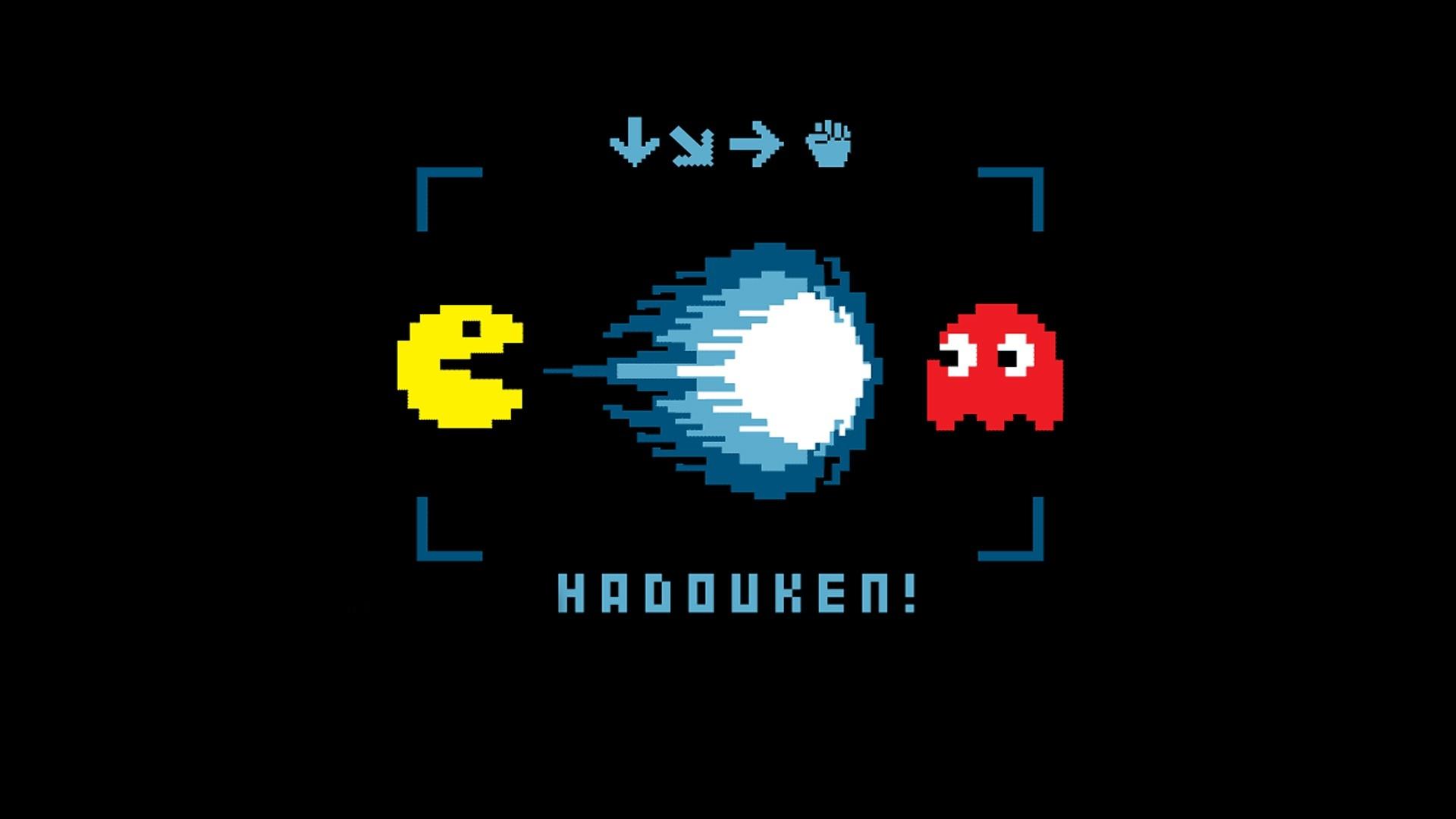 1920x1080 minimalistic hadouken artwork pacman fun art black background 1920x1080 wallpaper