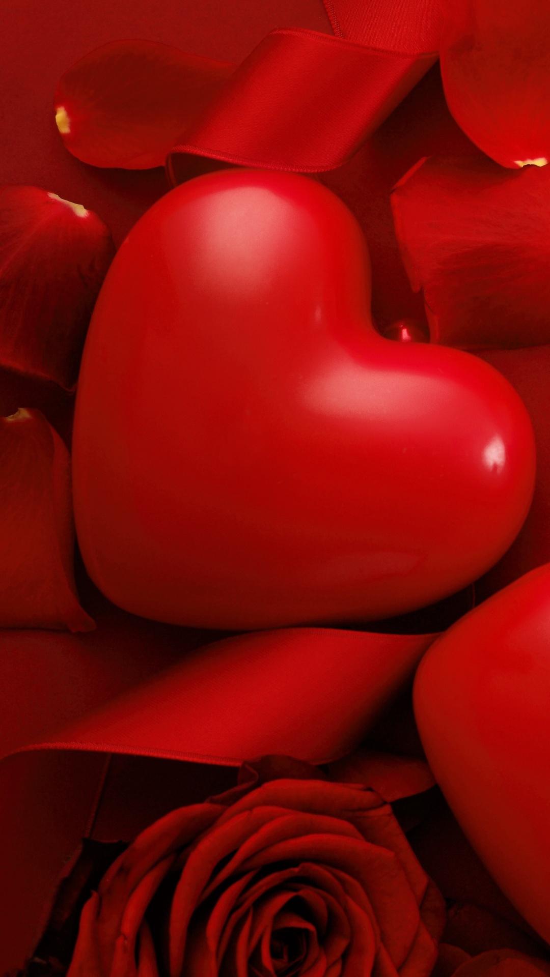 1080x1920 Happy Rose Day Rose And Heart Wallpaper