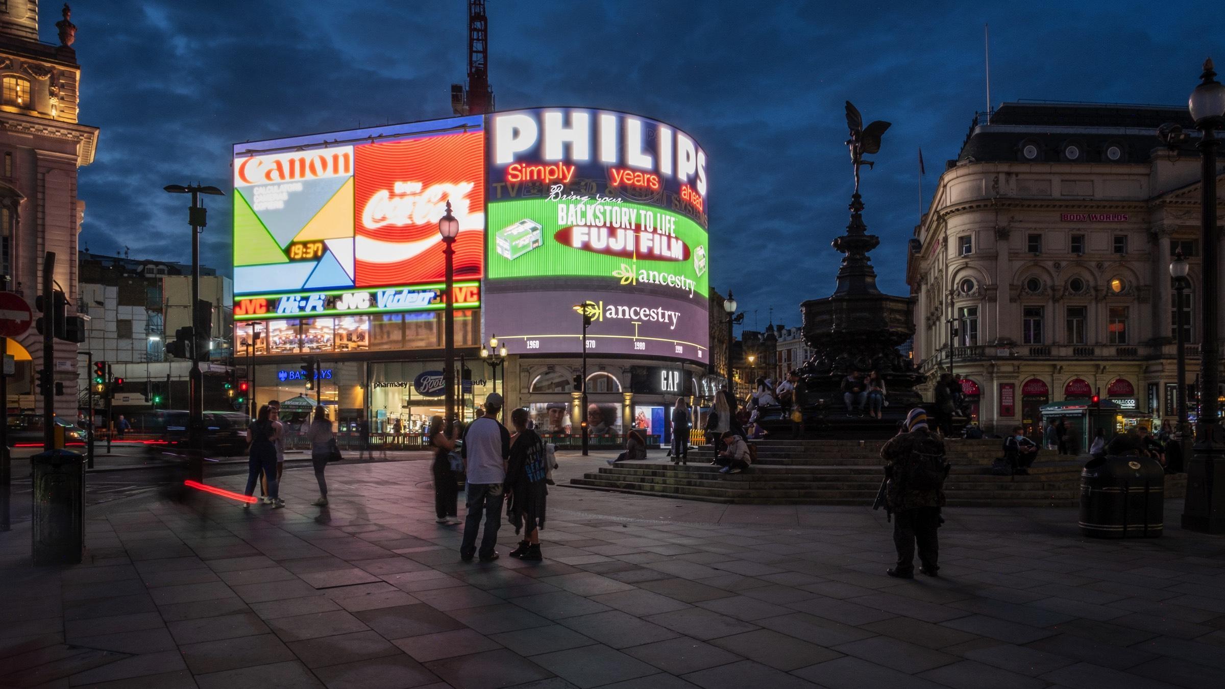 2400x1350 Ancestry Outdoor Advert By Anomaly: Anomaly takes Piccadilly Circus back in time for Ancestry. Ads of the World™