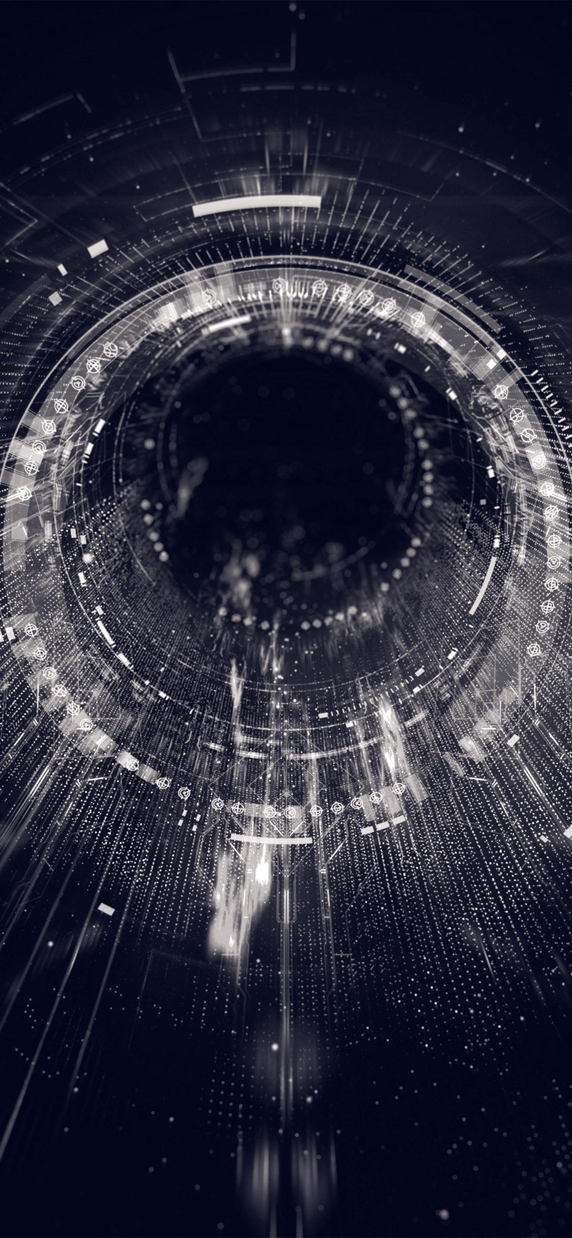 1125x2436 Circle Blackhole Dark Bw Digital Illustration Art Wallpaper