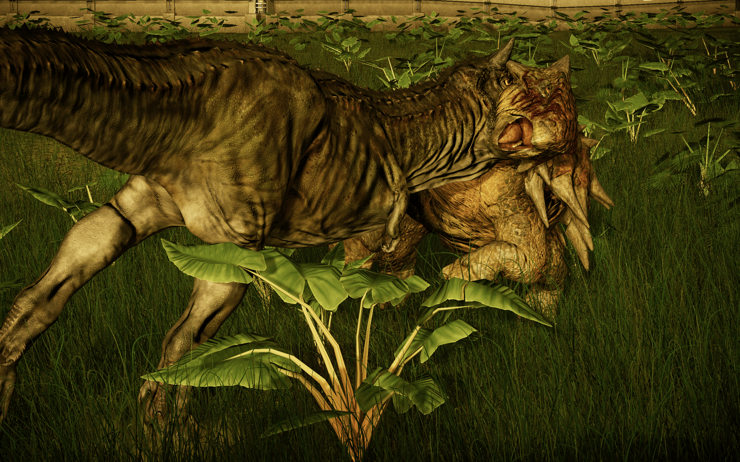 2560x1600 Carnotaurus vs Ankylosaurus: jurassicworldevo