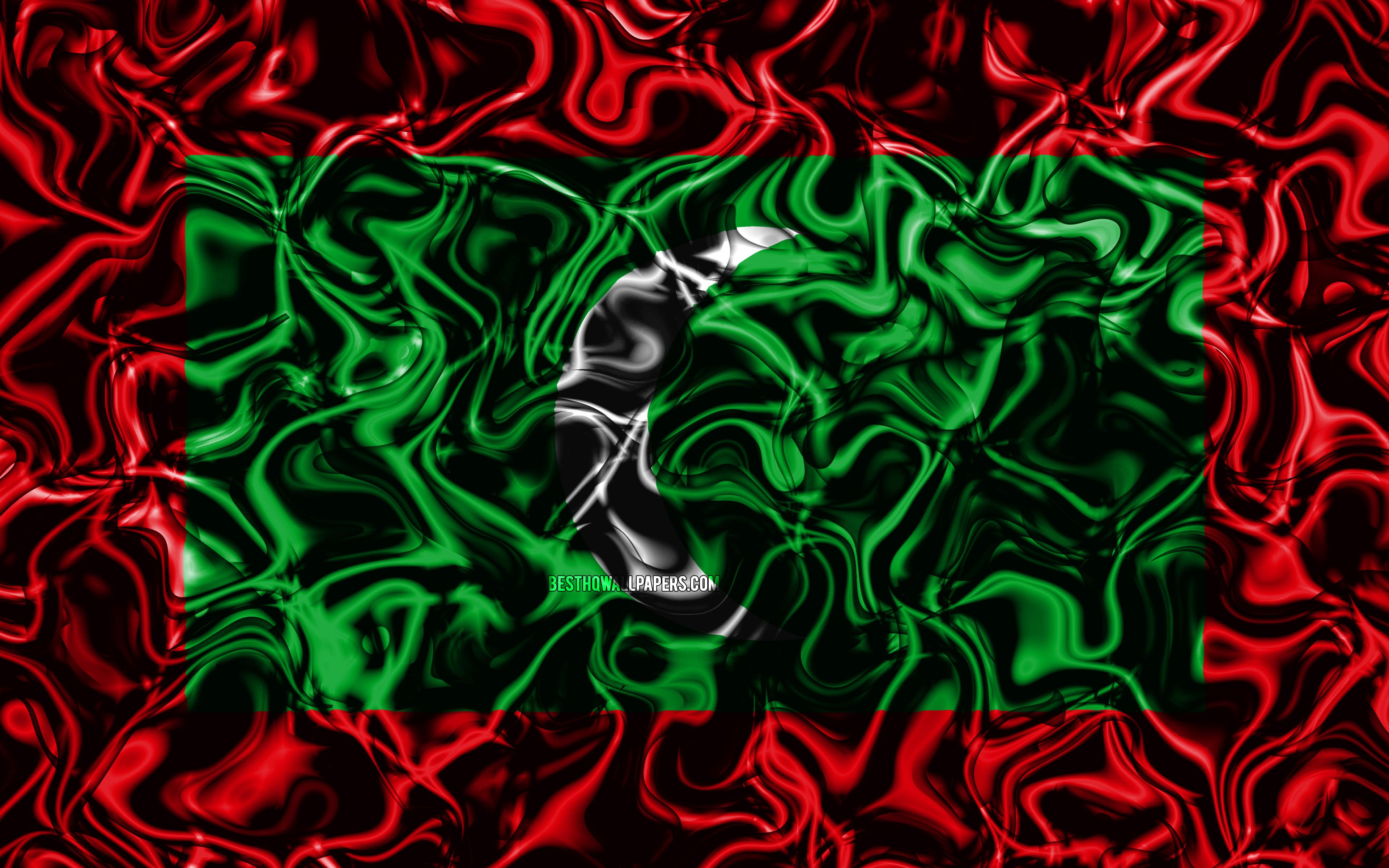 3840x2400 Download wallpaper 4k, Flag of Maldives, abstract smoke, Asia, national symbols, Maldives flag, 3D art, Maldives 3D flag, creative, Asian countries, Maldives for desktop with resolution 3840x2400. High Quality HD picture wallpaper
