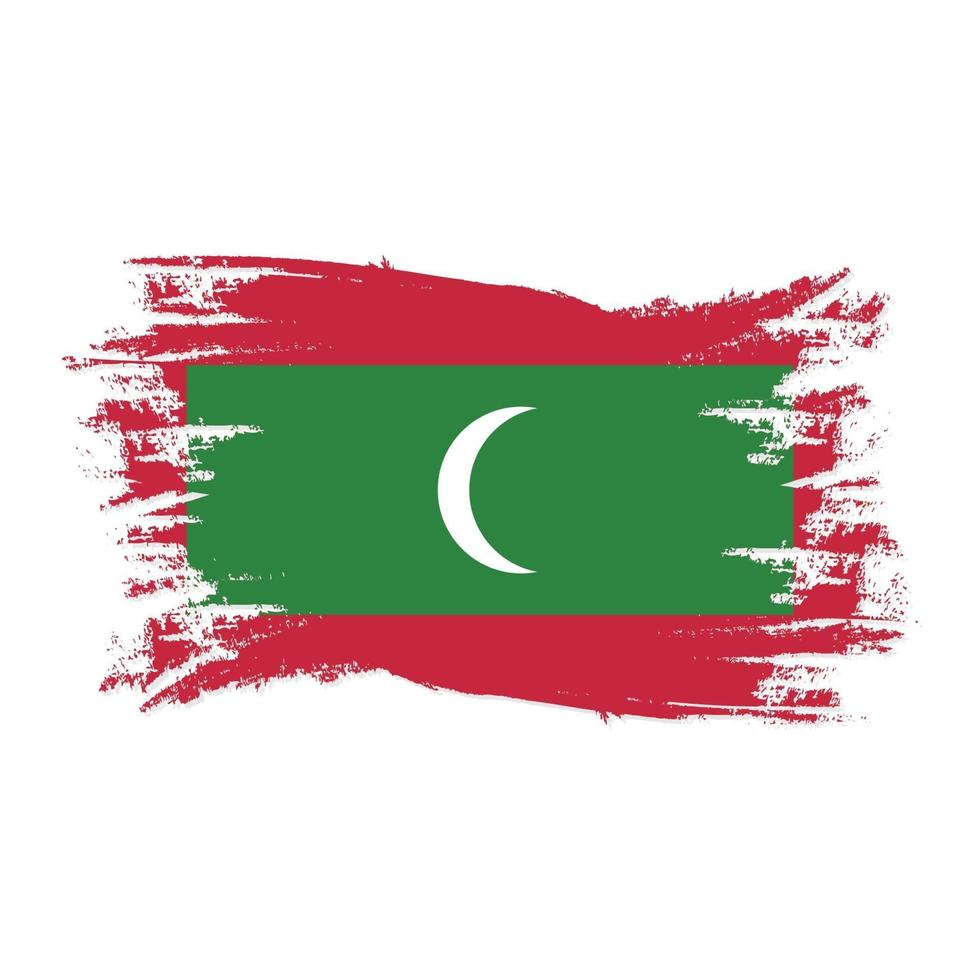 980x980 Maldives Flag With Watercolor Brush style design vector Illustration