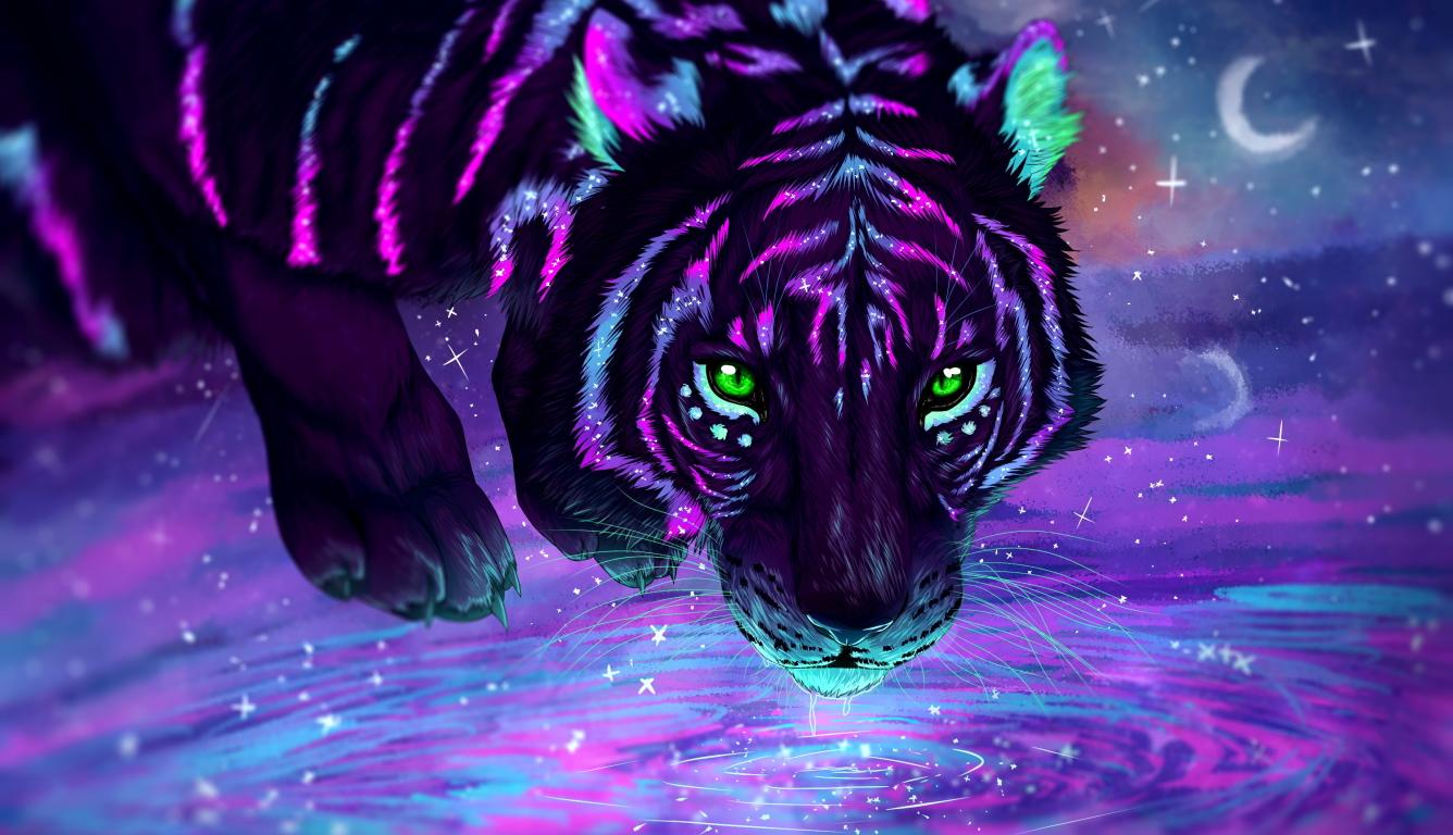 1336x768 Neon Tiger HD Laptop Wallpaper, HD Fantasy 4K Wallpaper, Image, Photo and Background