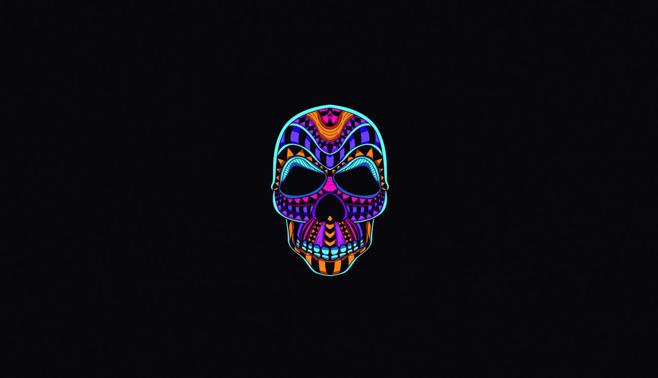 1336x768 Neon Color Minimalist Skull HD Laptop Wallpaper, HD Minimalist 4K Wallpaper, Image, Photo and Background