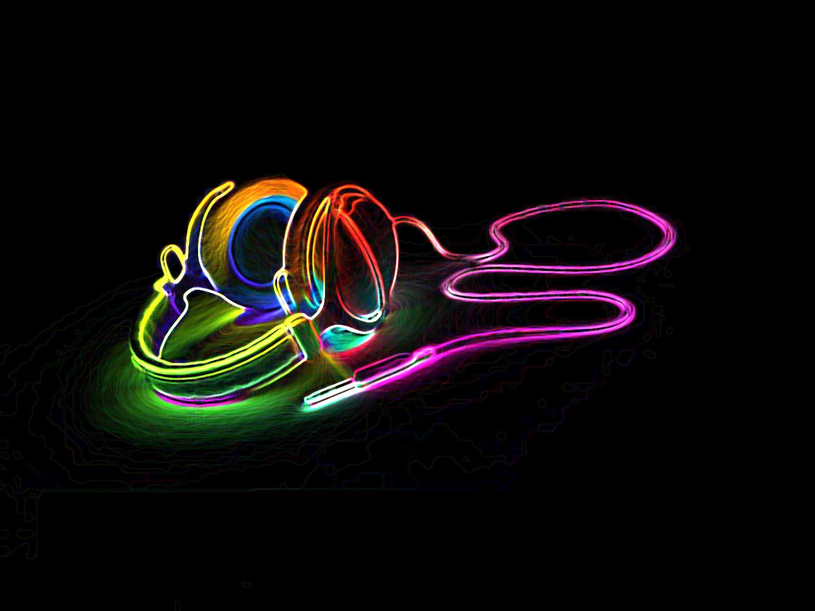 1600x1200 Neon Music Notes Wallpaper
