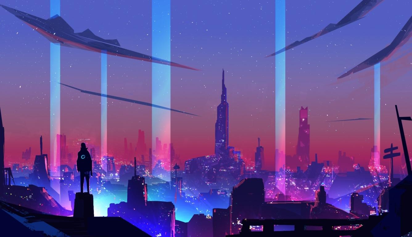 1336x768 Neon Wave Futuristic City HD Laptop Wallpaper, HD Artist 4K Wallpaper, Image, Photo and Background