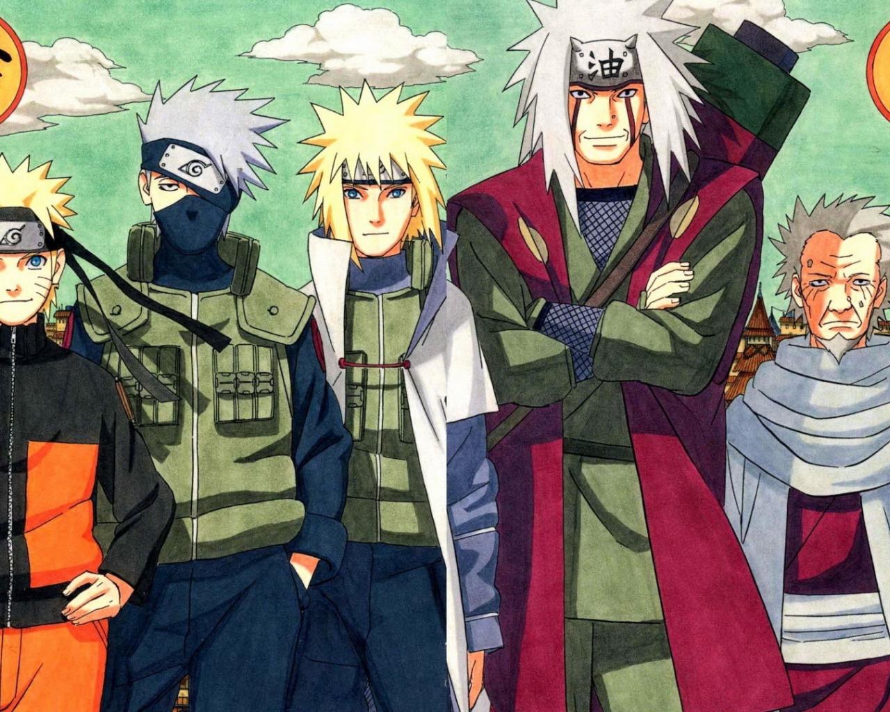 1280x1024 Download wallpaper Naruto, Minato, Kakashi, section other in resolution 1280x1024