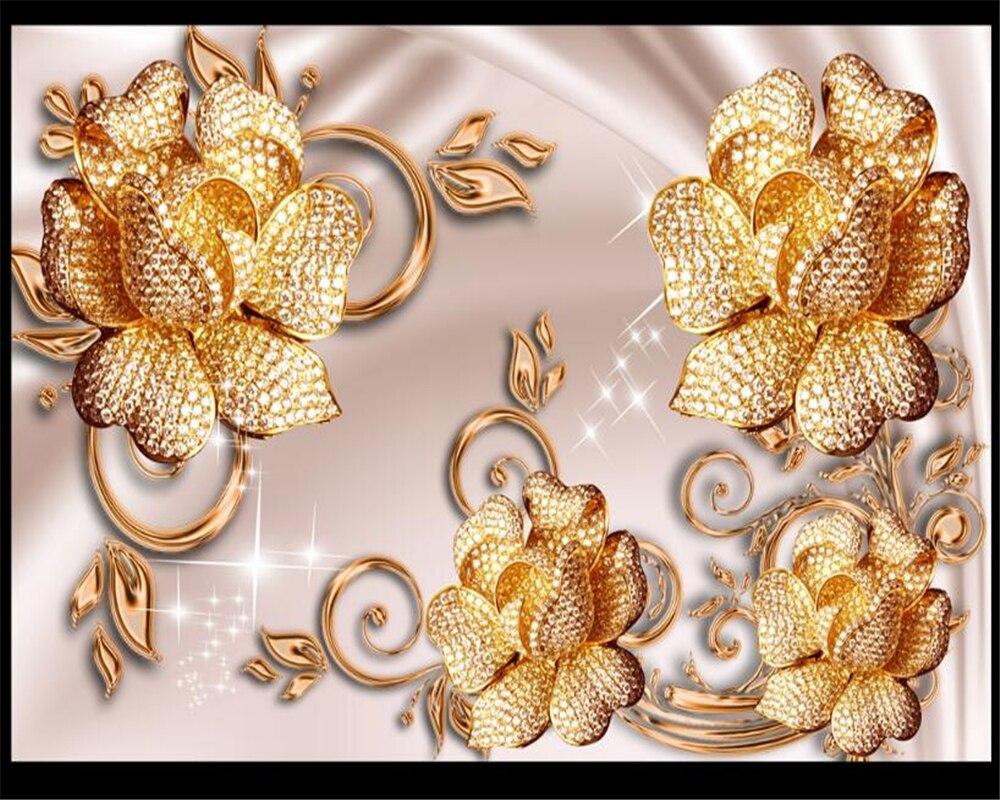 1000x800 beibehang Classic fashion beautiful 3D wallpaper senior luxury gold jewelry roses bedroom background wall papel de parede tapety