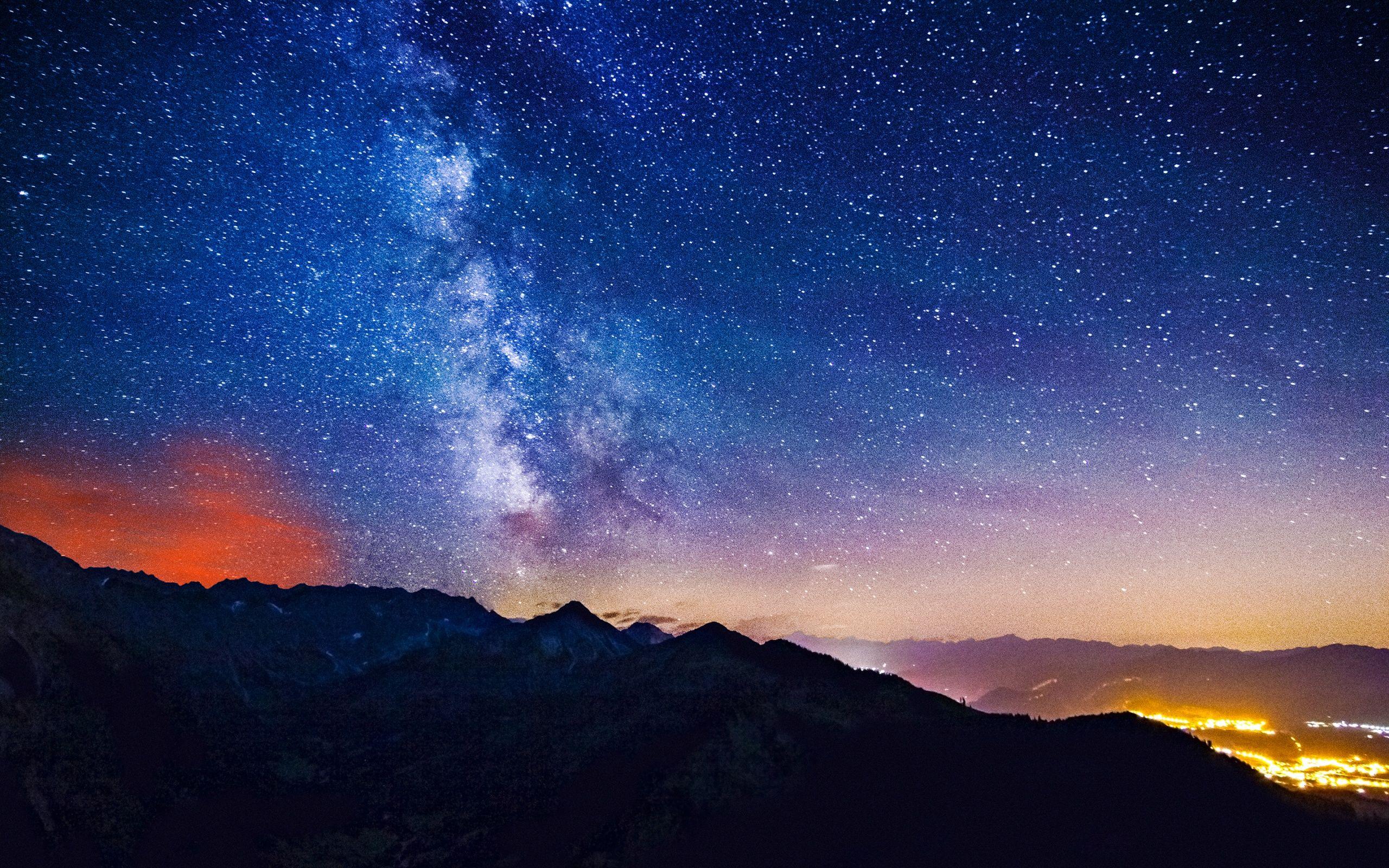 2560x1600 Milky Way Mountains Wallpaper in jpg format for free download