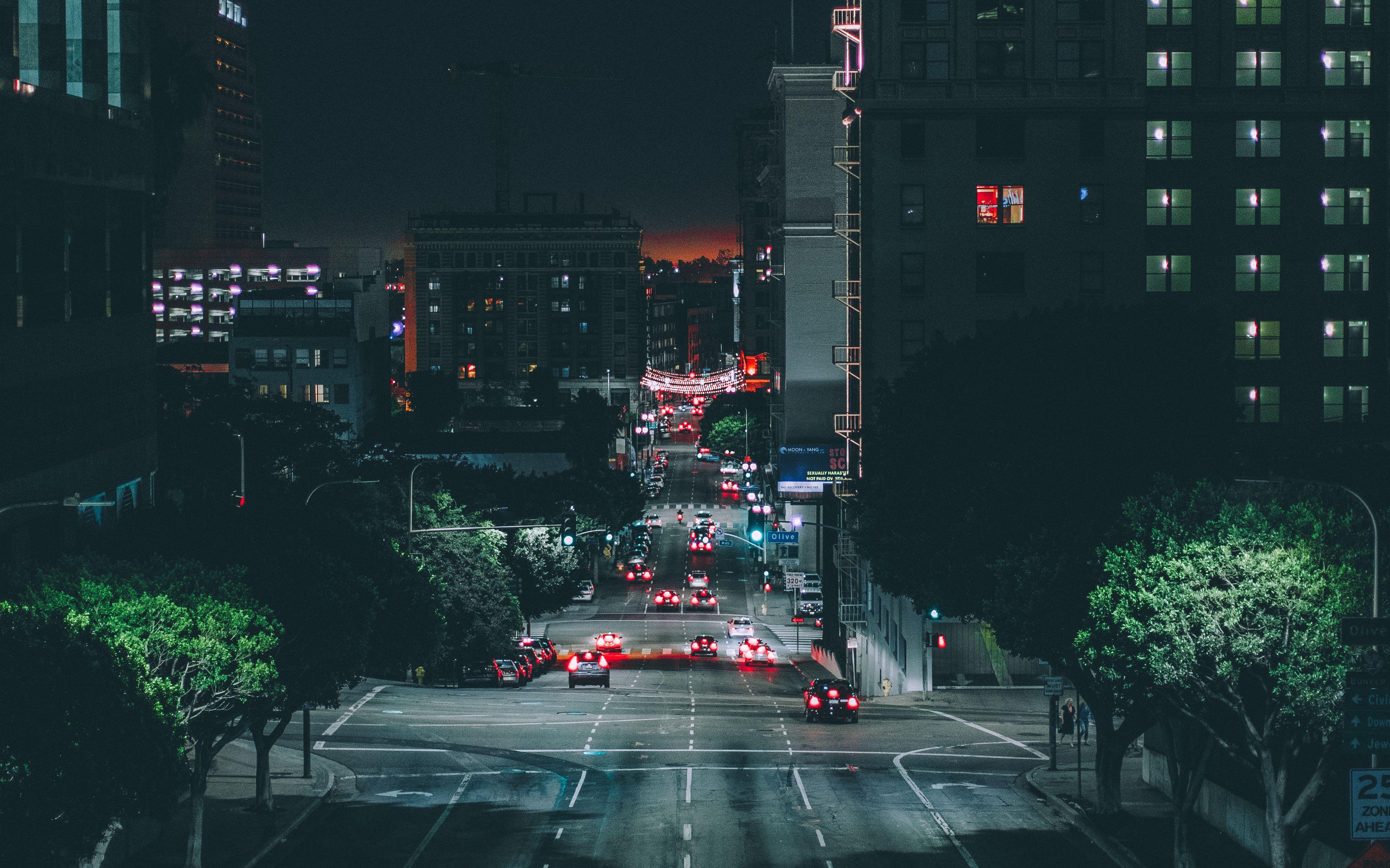 3840x2400 Download wallpaper 3840x2400 los angeles, night city, road, traffic 4k ultra HD 16:10 HD background